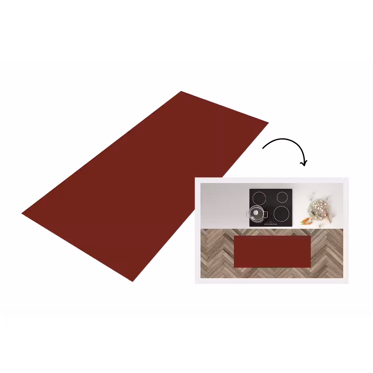 Rustic - Terracotta - Rood Keukenloper - keukenmat middel 536 -3d