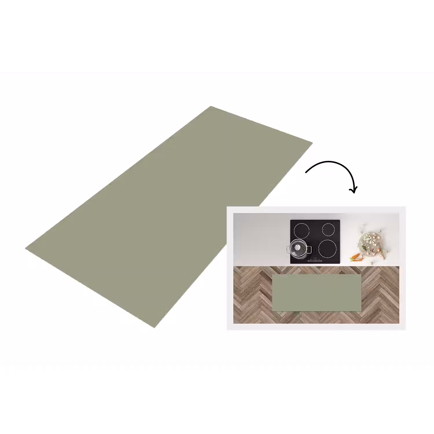 Sage - Mist - Groen Keukenloper - keukenmat middel 536 -3d