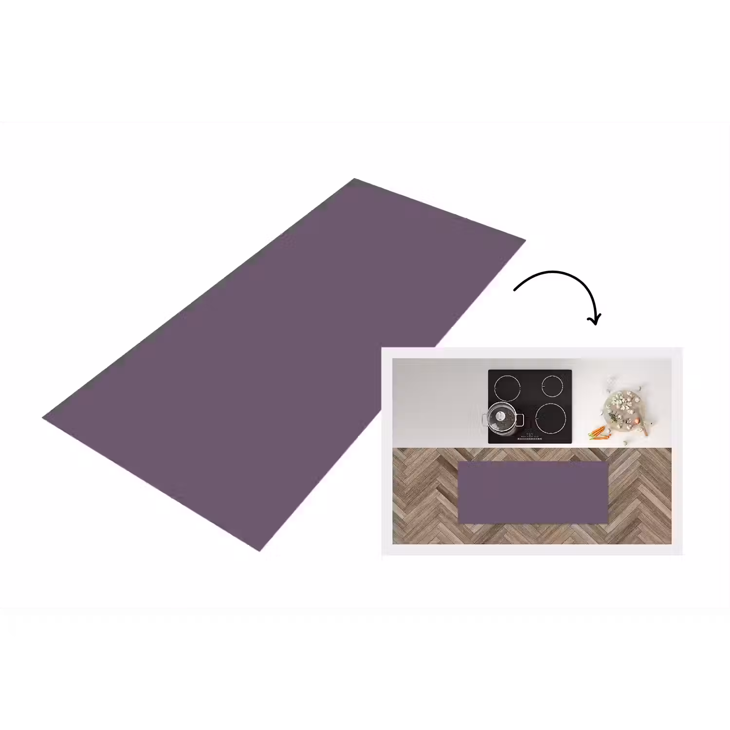 Velvet - Aubergine - Paars Keukenloper - keukenmat middel 536 -3d