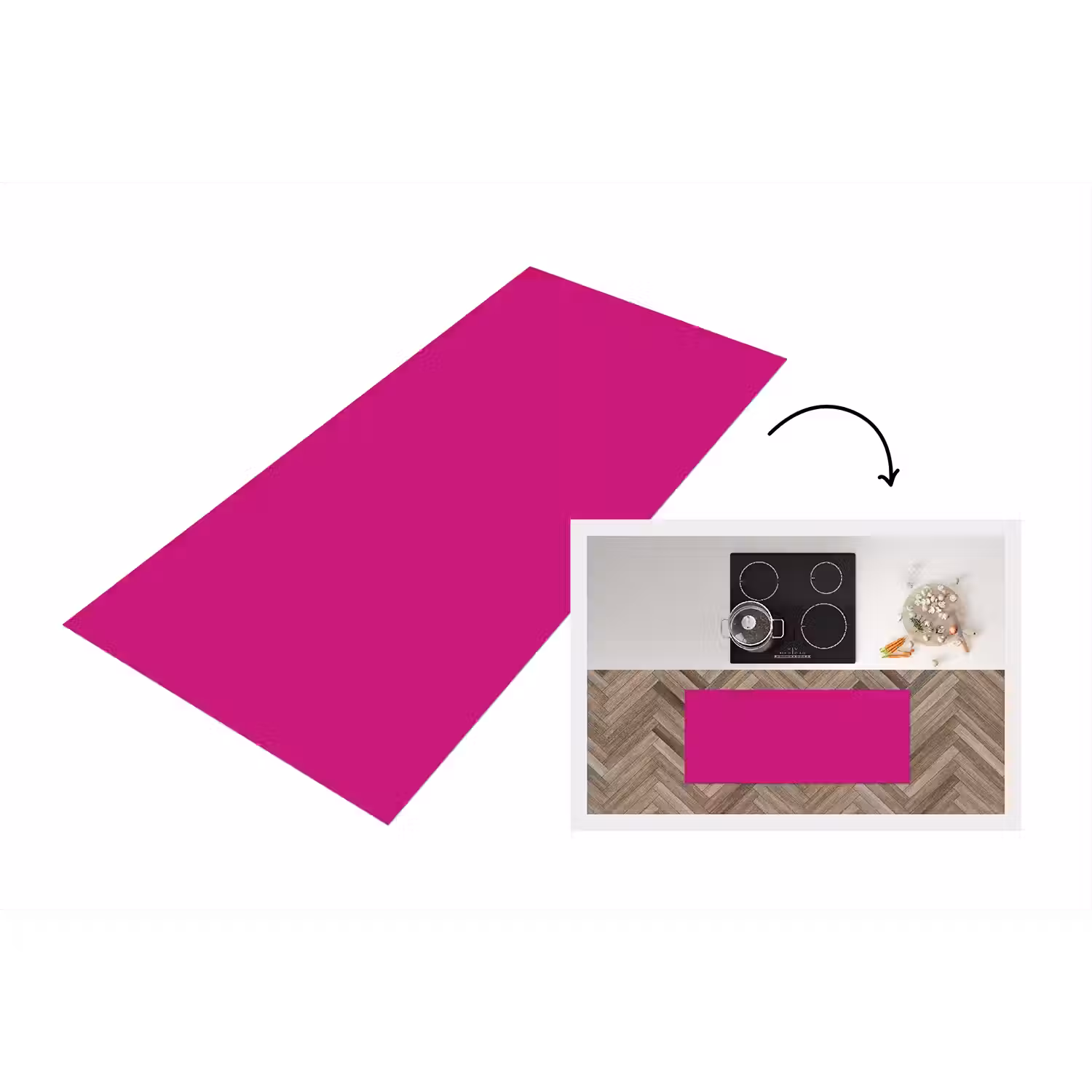 Velvet - Magenta - Roze Keukenloper - keukenmat middel 536 -3d