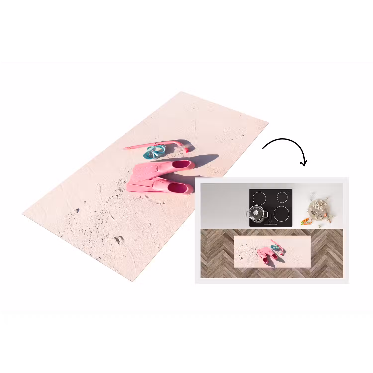 Snorkelset - Strand - Zomer - Roze Keukenloper - keukenmat middel -3d