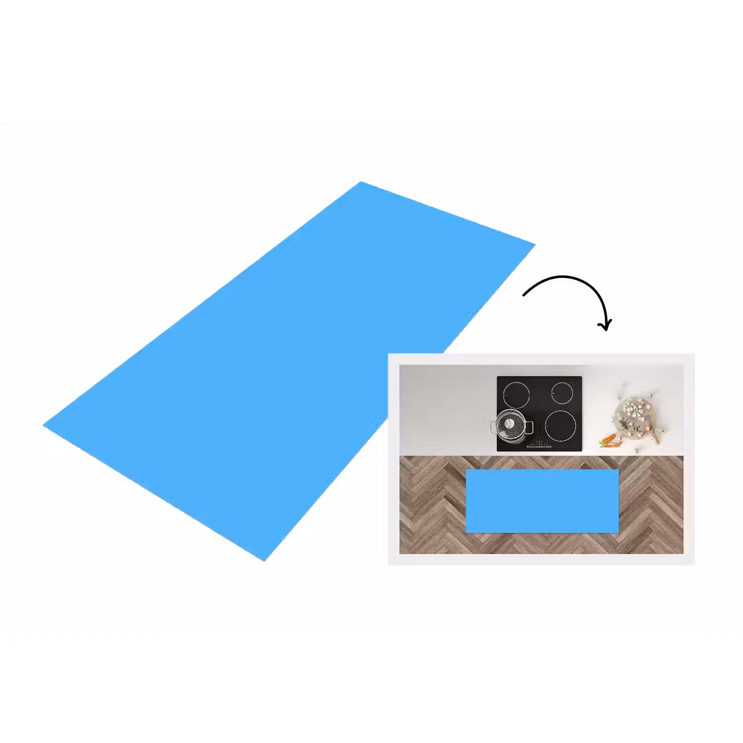 Sky - Blue - Blauw Keukenloper - keukenmat middel 536 -3d