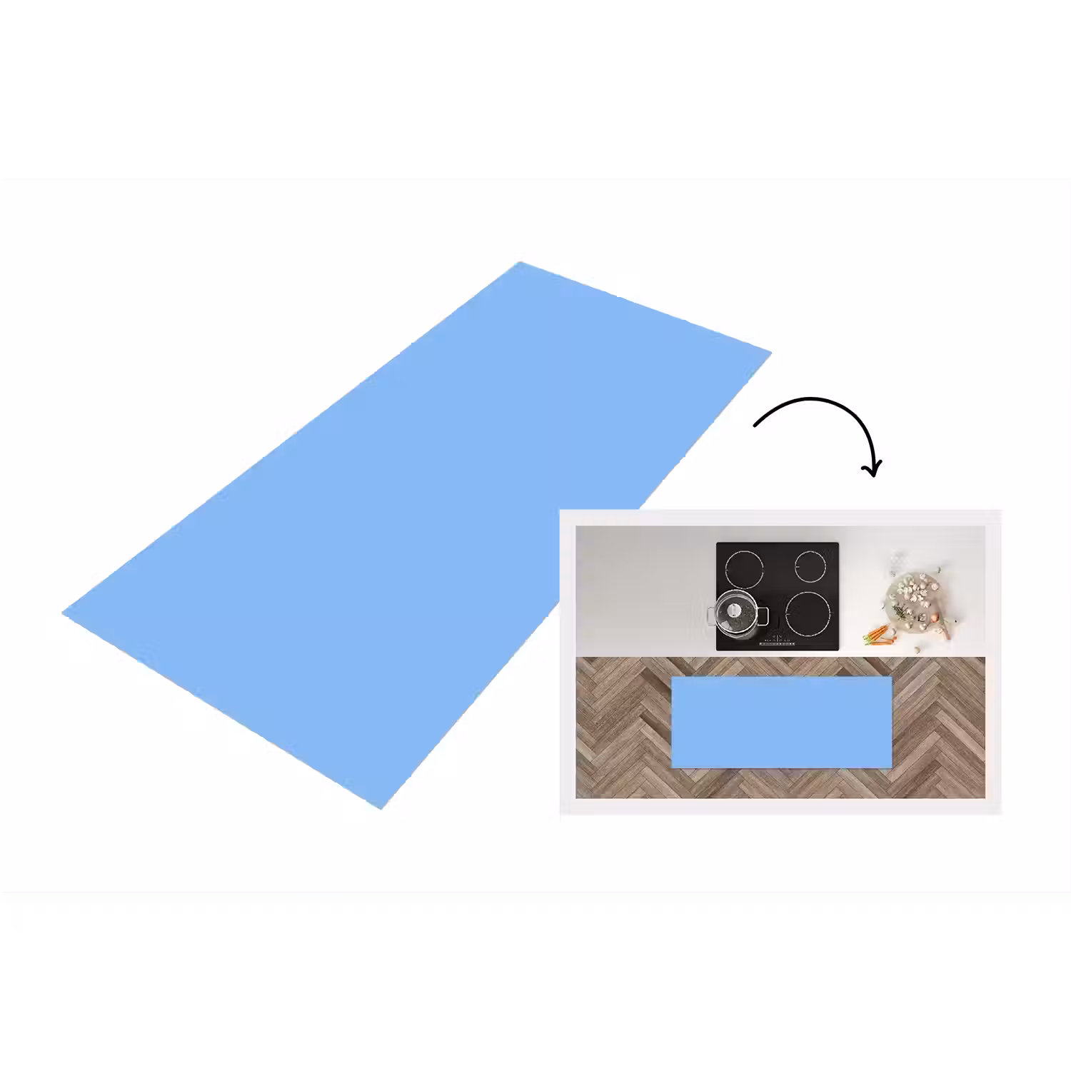 Sky - Glow - Blauw Keukenloper - keukenmat middel 536 -3d