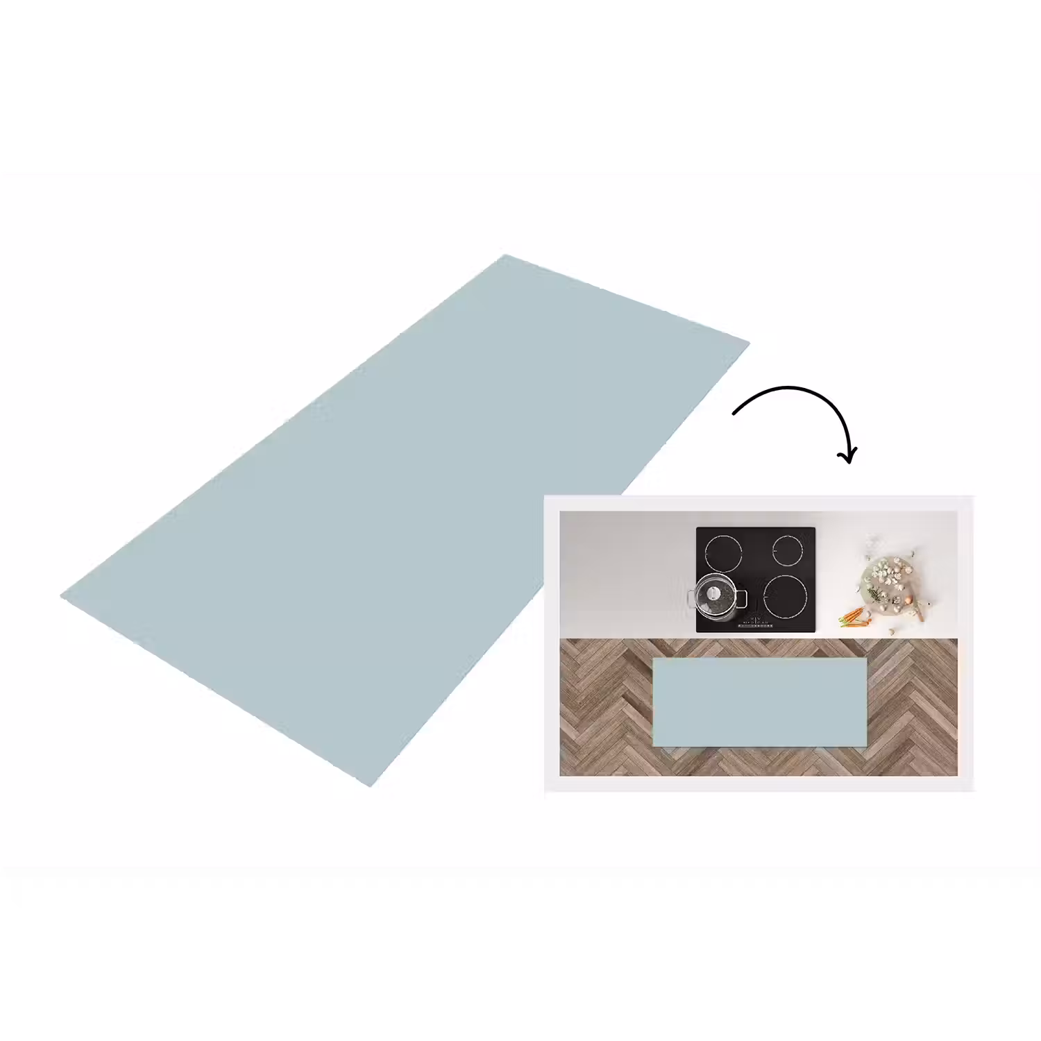 Slate - Blue - Blauw Keukenloper - keukenmat middel 536 -3d