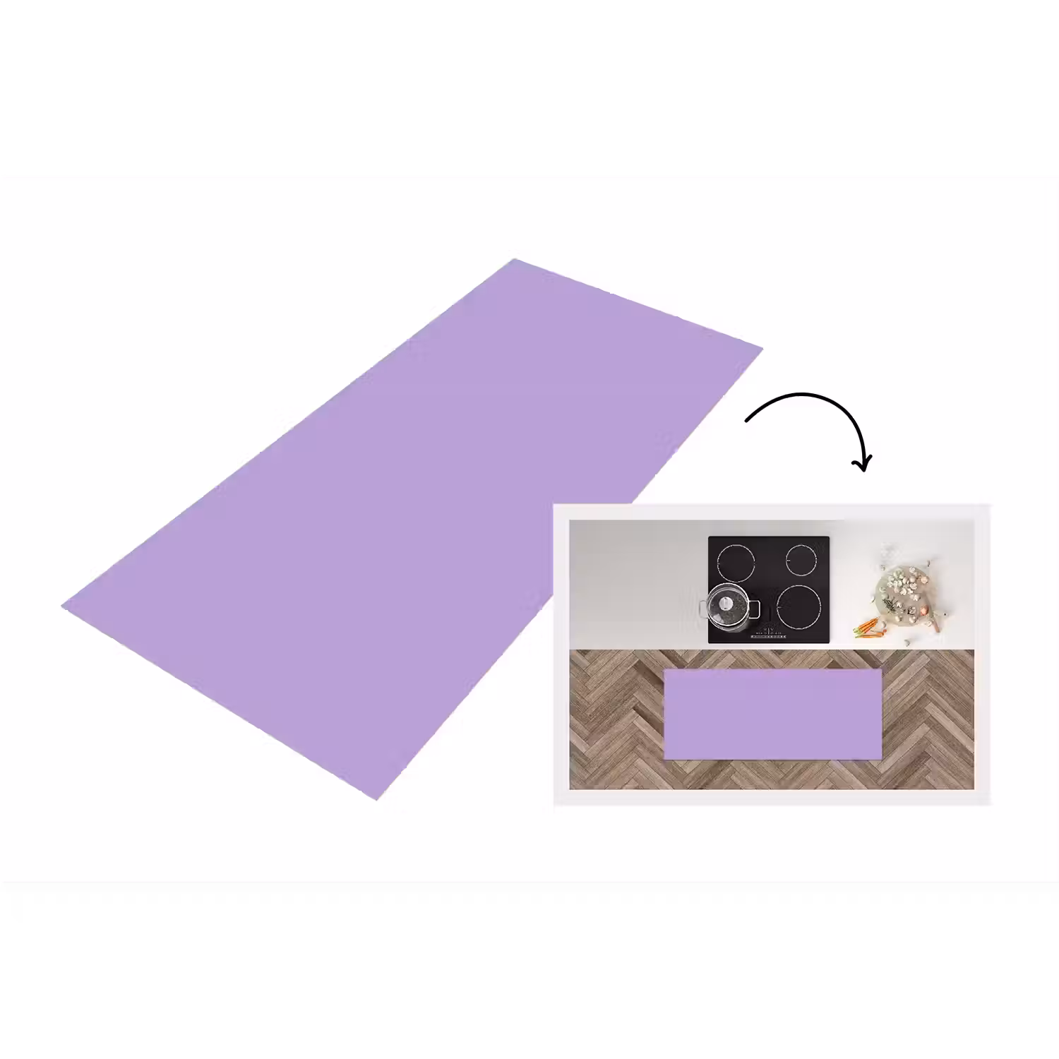 Soft - Lavender - Paars Keukenloper - keukenmat middel 536 -3d
