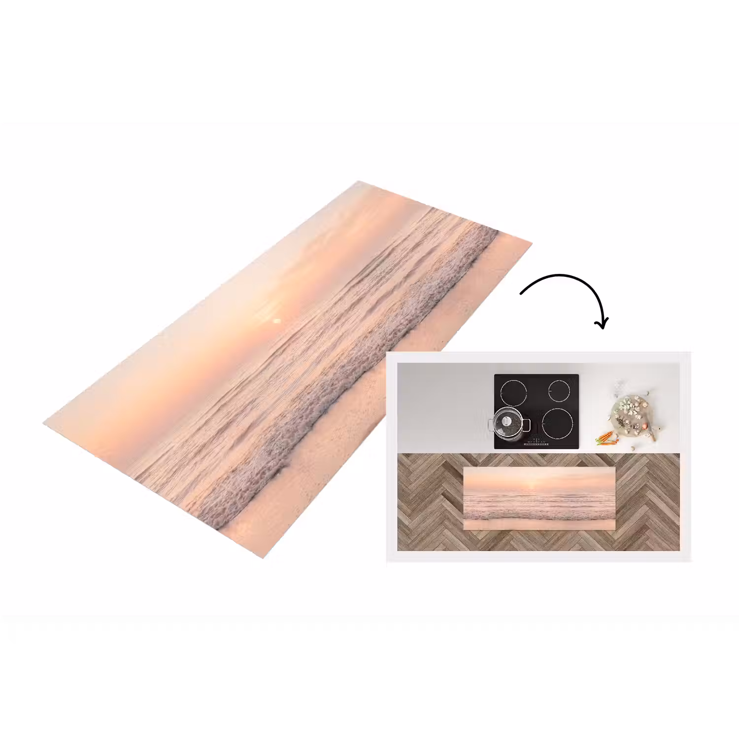 Zon - Strand - Roze Keukenloper - keukenmat middel -3d