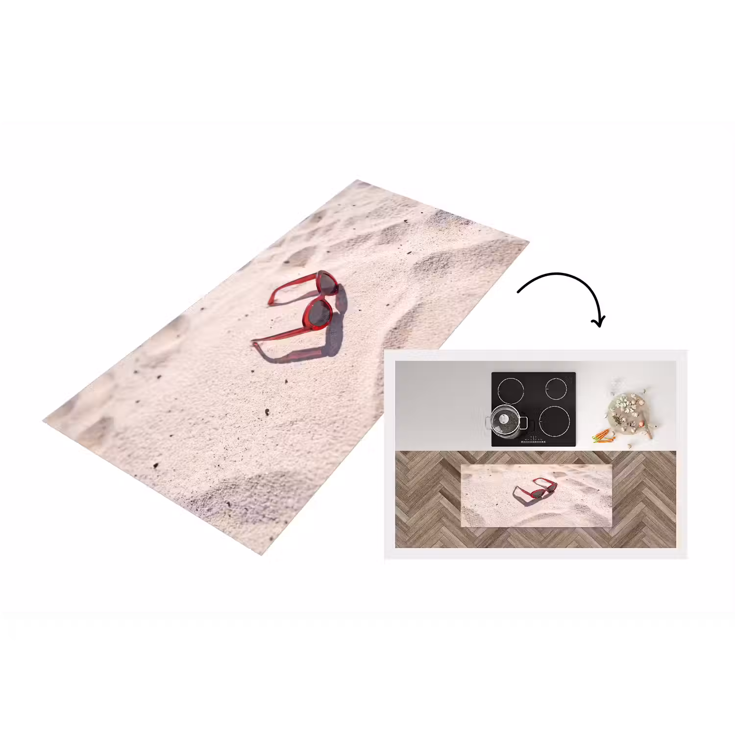 Zonnebril - Strand - Vakantie - Rood Keukenloper - keukenmat middel -3d