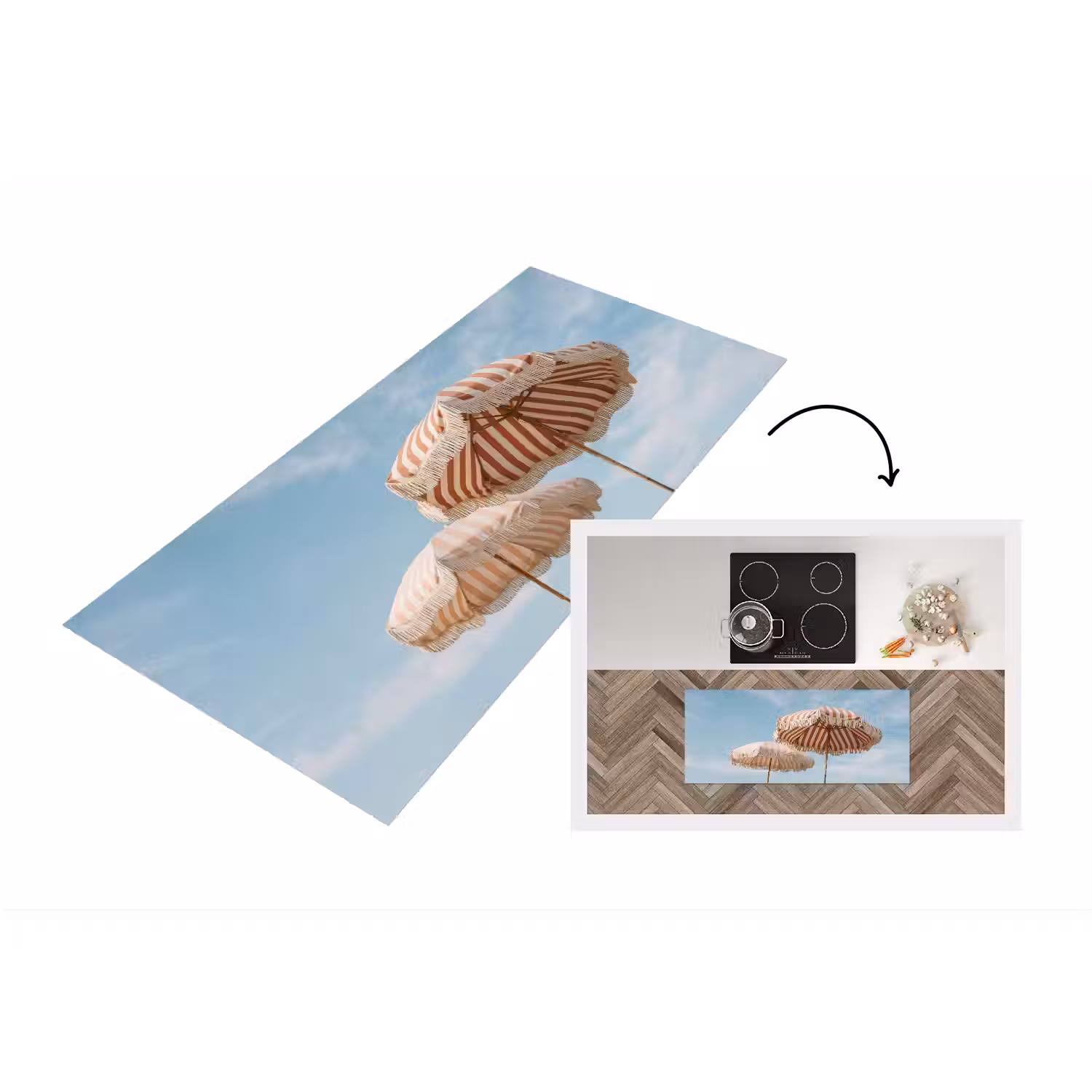 Parasol - Lucht - Rood Keukenloper - keukenmat middel -3d