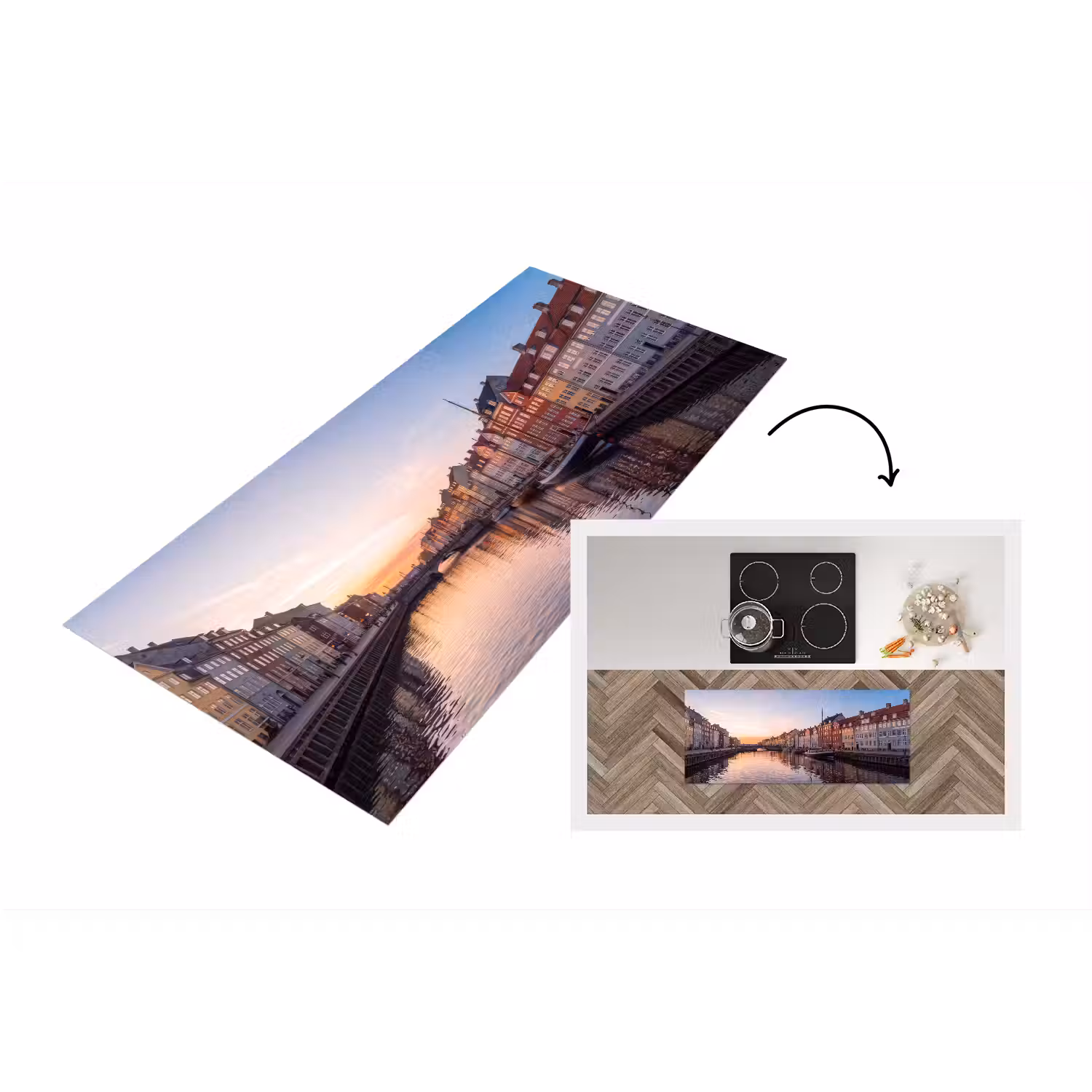Stad - Gracht - Zonsondergang - Klassiek - Kleurrijk Keukenloper - keukenmat middel -3d
