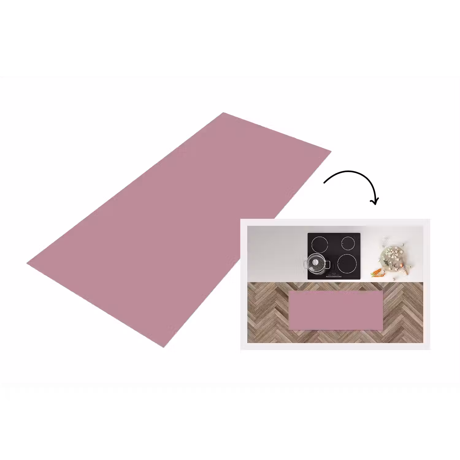 Dusty - Mauve - Paars Keukenloper - keukenmat middel 536 -3d