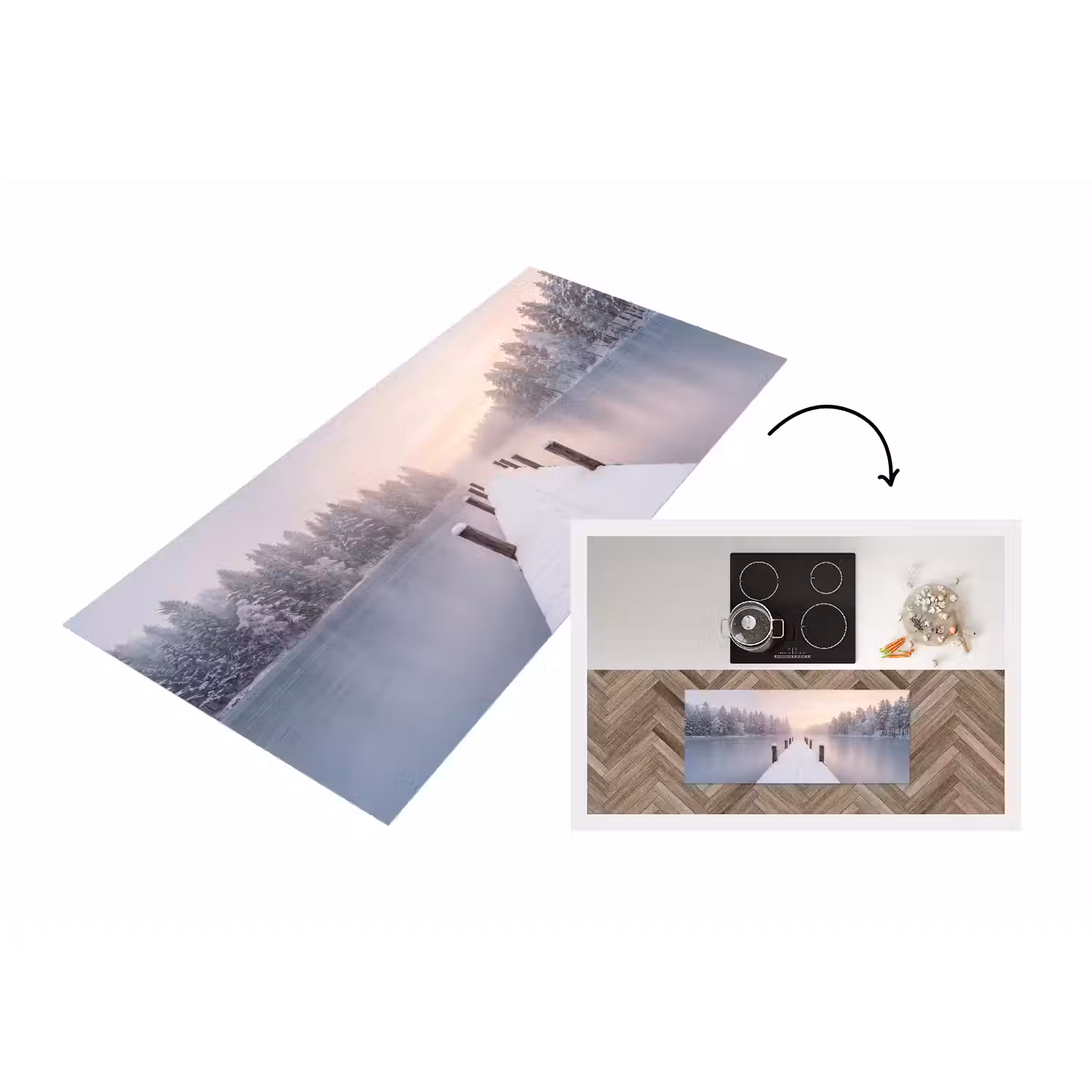 Steiger - Meer - Mist - Winter - Serene Keukenloper - keukenmat middel -3d