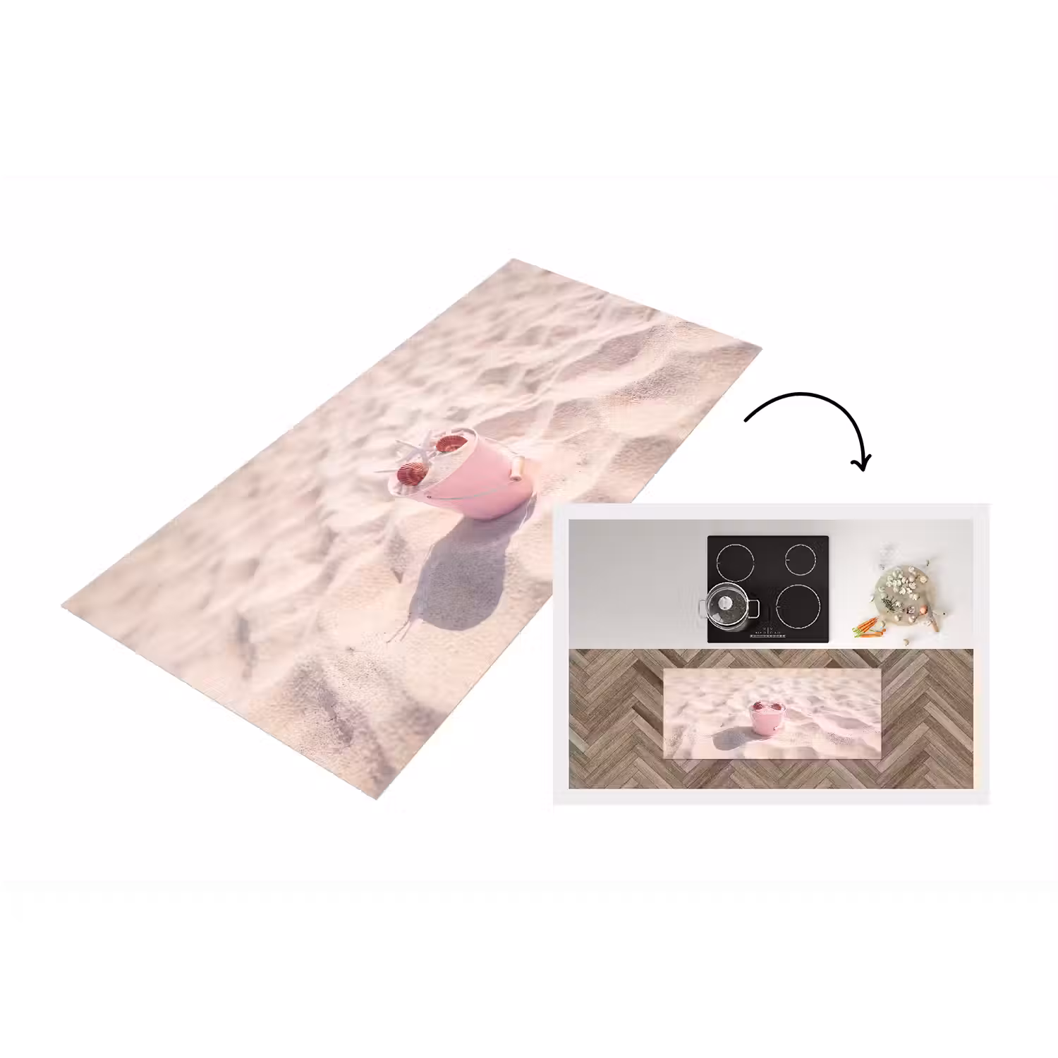 Strand - Schelpen - Zomer - Roze - Decoratie Keukenloper - keukenmat middel -3d