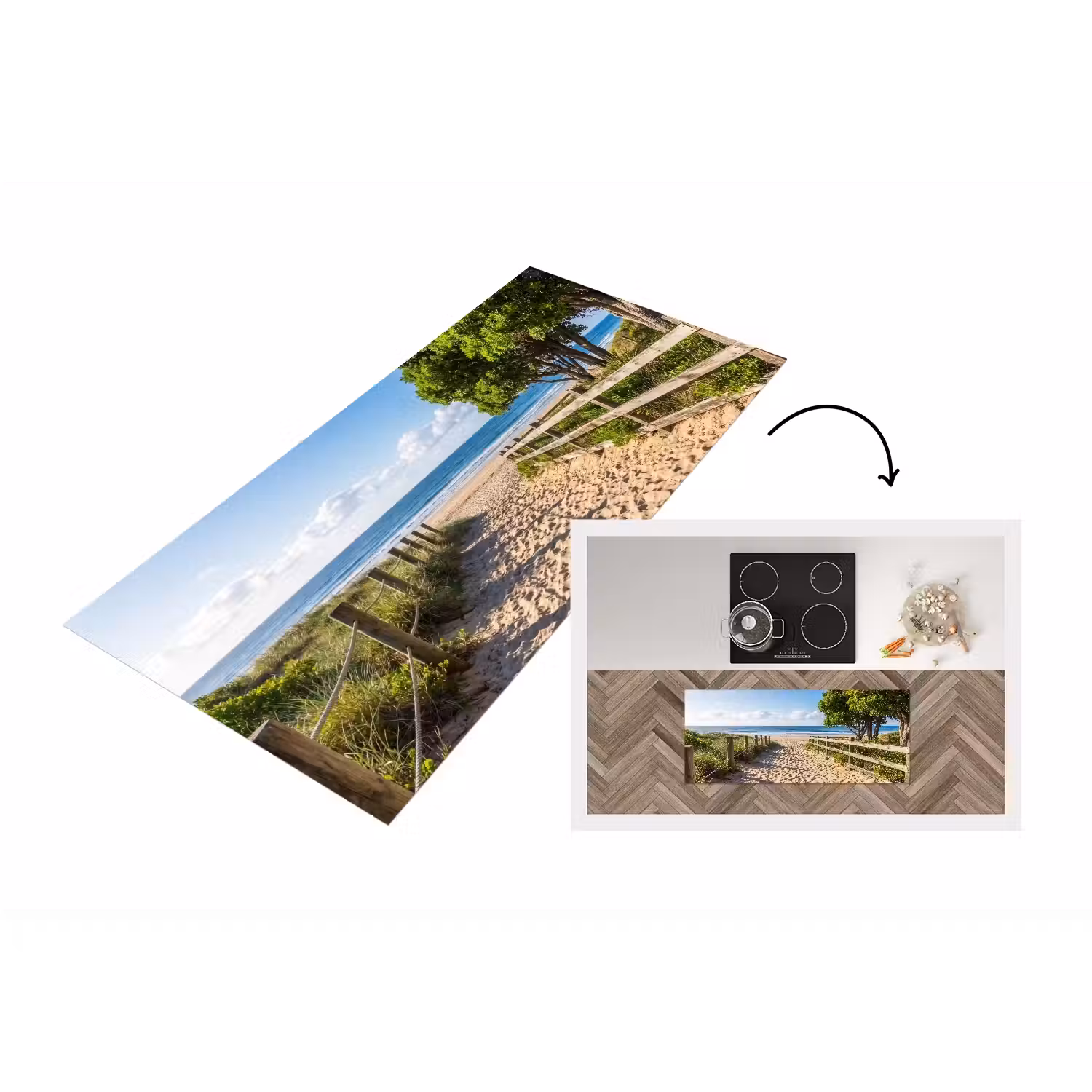 Strand - Zandpad - Oceaan - Natuur Keukenloper - keukenmat middel -3d