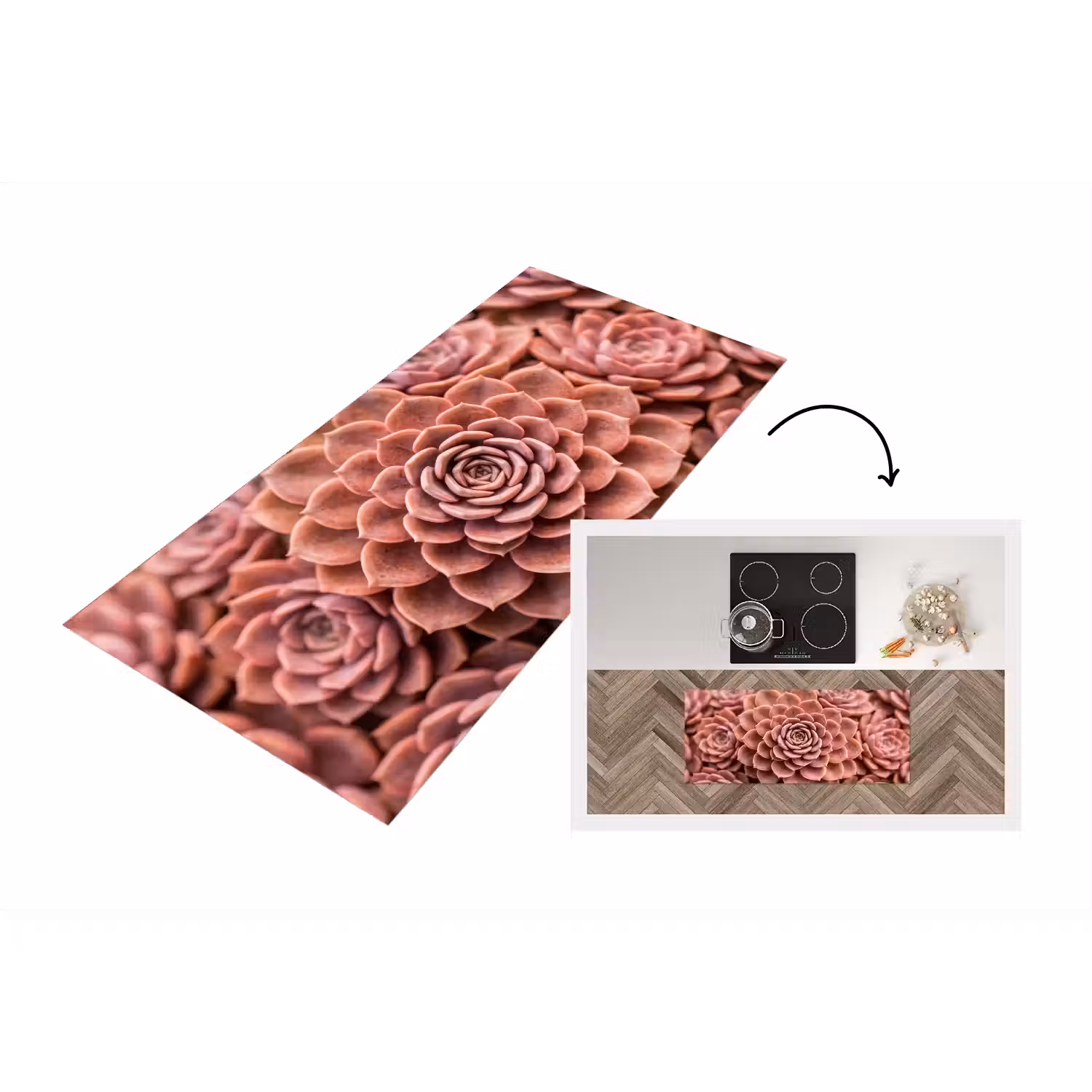 Vetplant - Organisch - Roze Keukenloper - keukenmat middel -3d