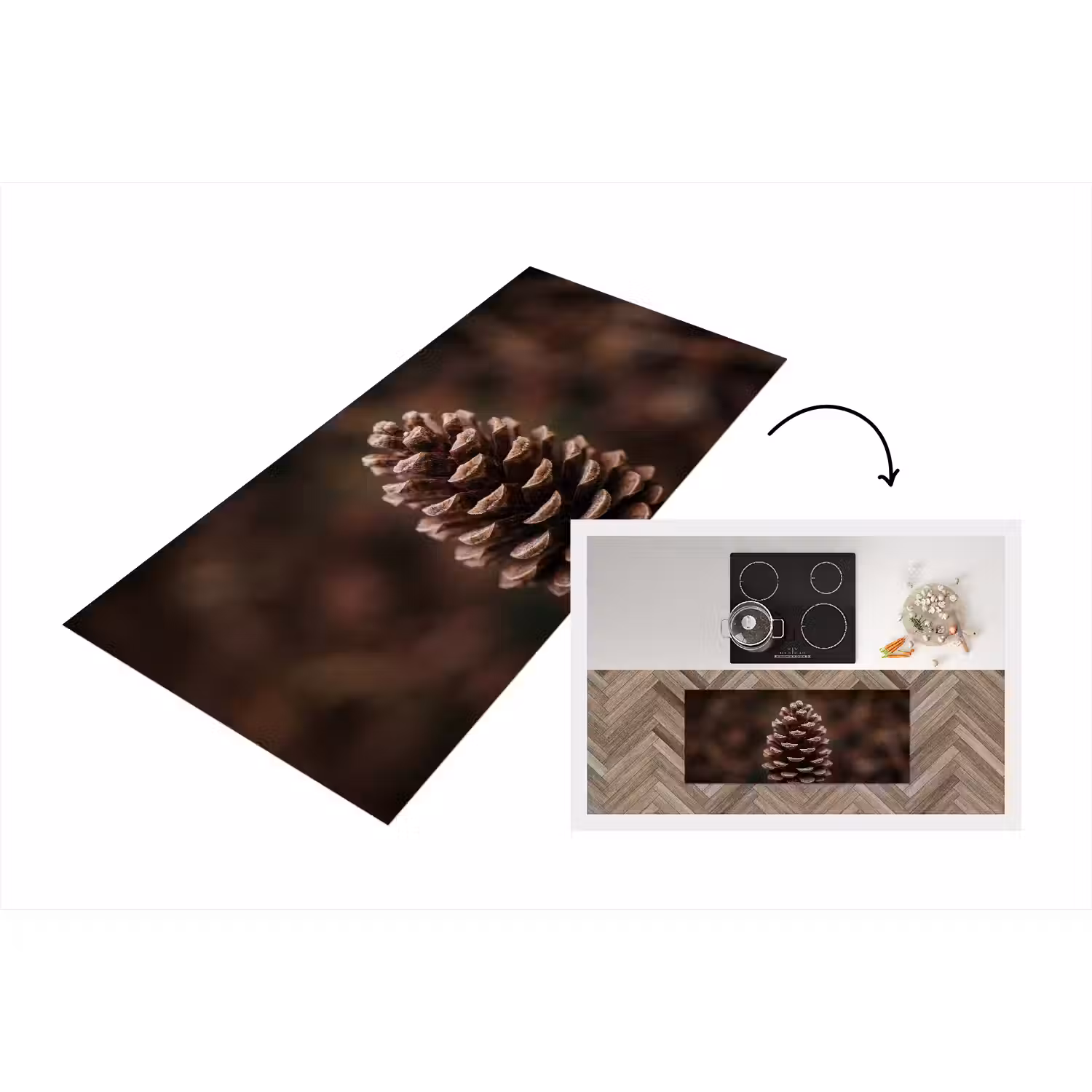 Dennenappel - Bos - Herfst - Bruin - Sfeervol Keukenloper - keukenmat middel -3d