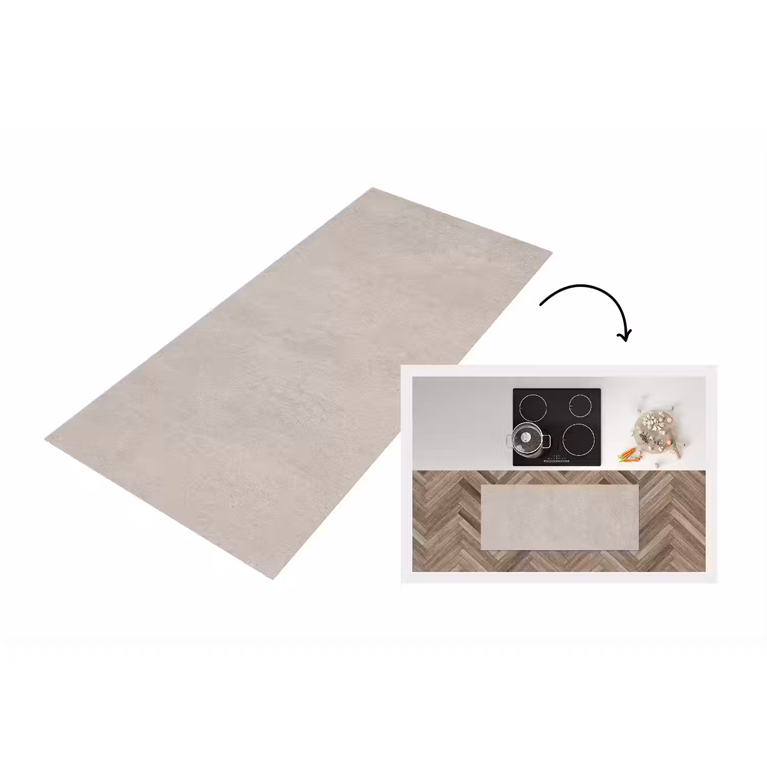 Textuur - Effen - Abstract - Beige Keukenloper - keukenmat middel -3d