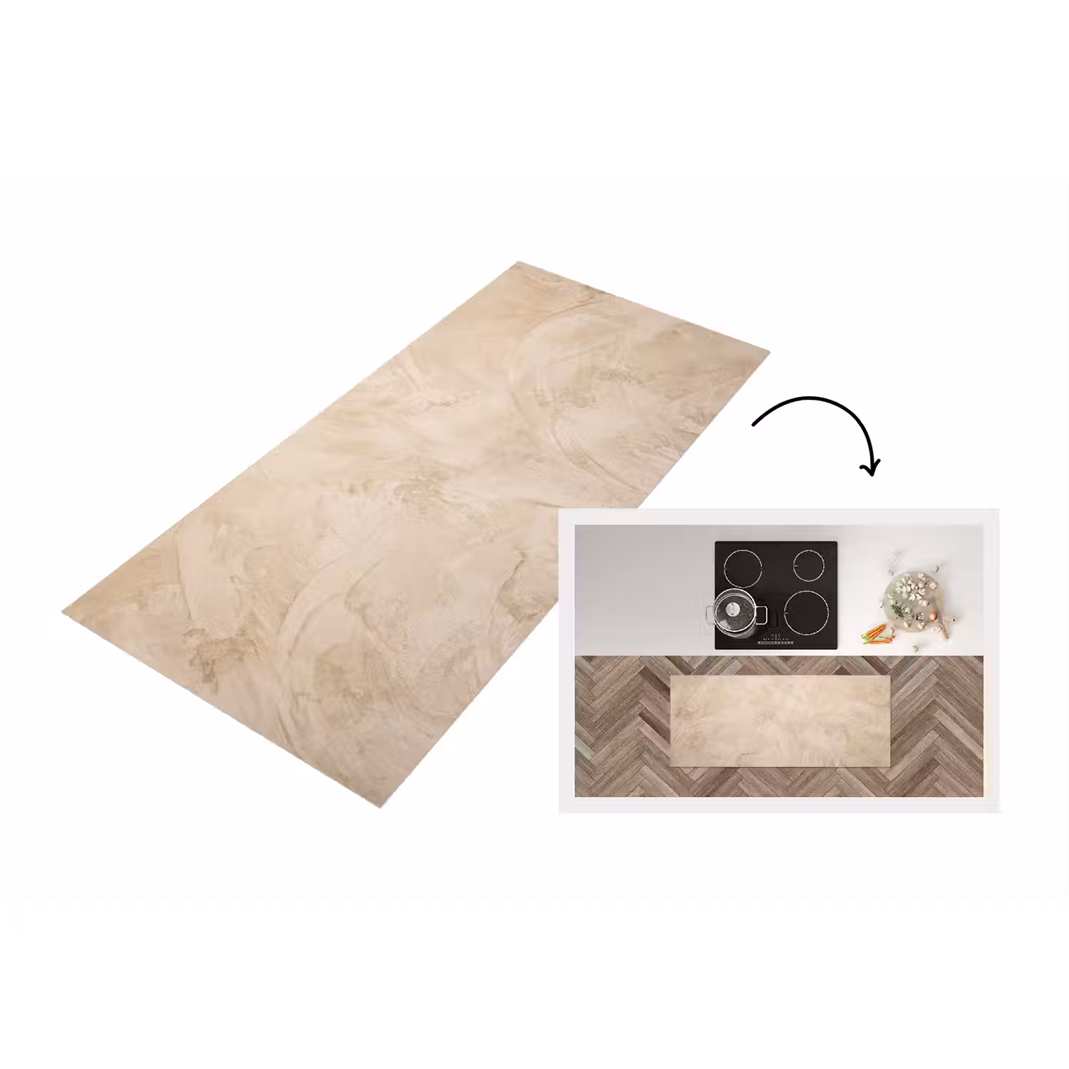 Textuur - Patroon - Abstract - Modern - Beige Keukenloper - keukenmat middel -3d