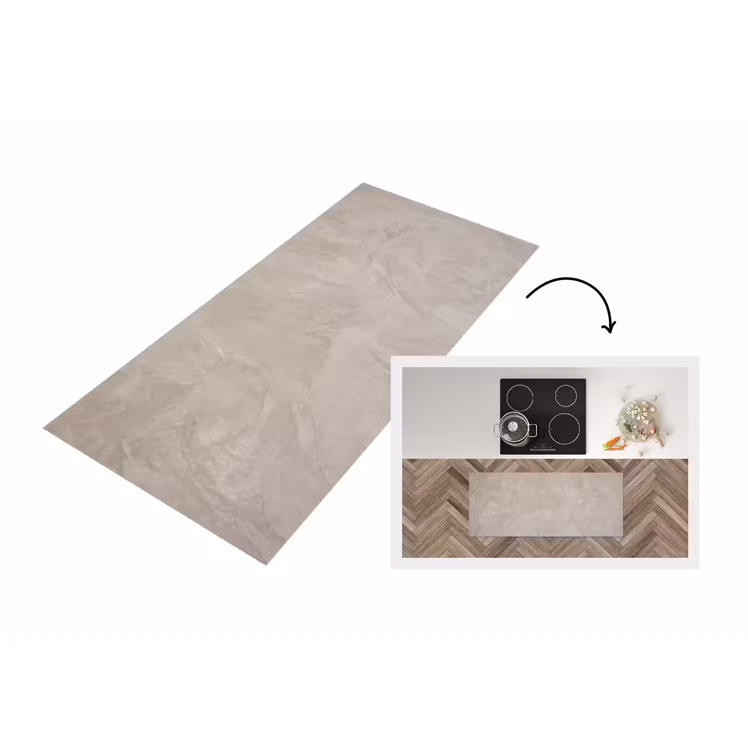 Textuur - Wand - Modern - Beige - Abstract Keukenloper - keukenmat middel -3d