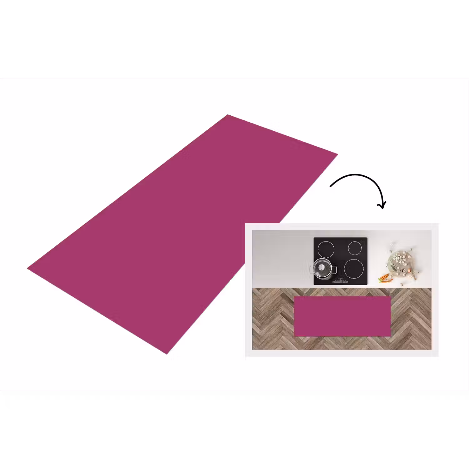 Deep - Magenta - Paars Keukenloper - keukenmat middel 536 -3d