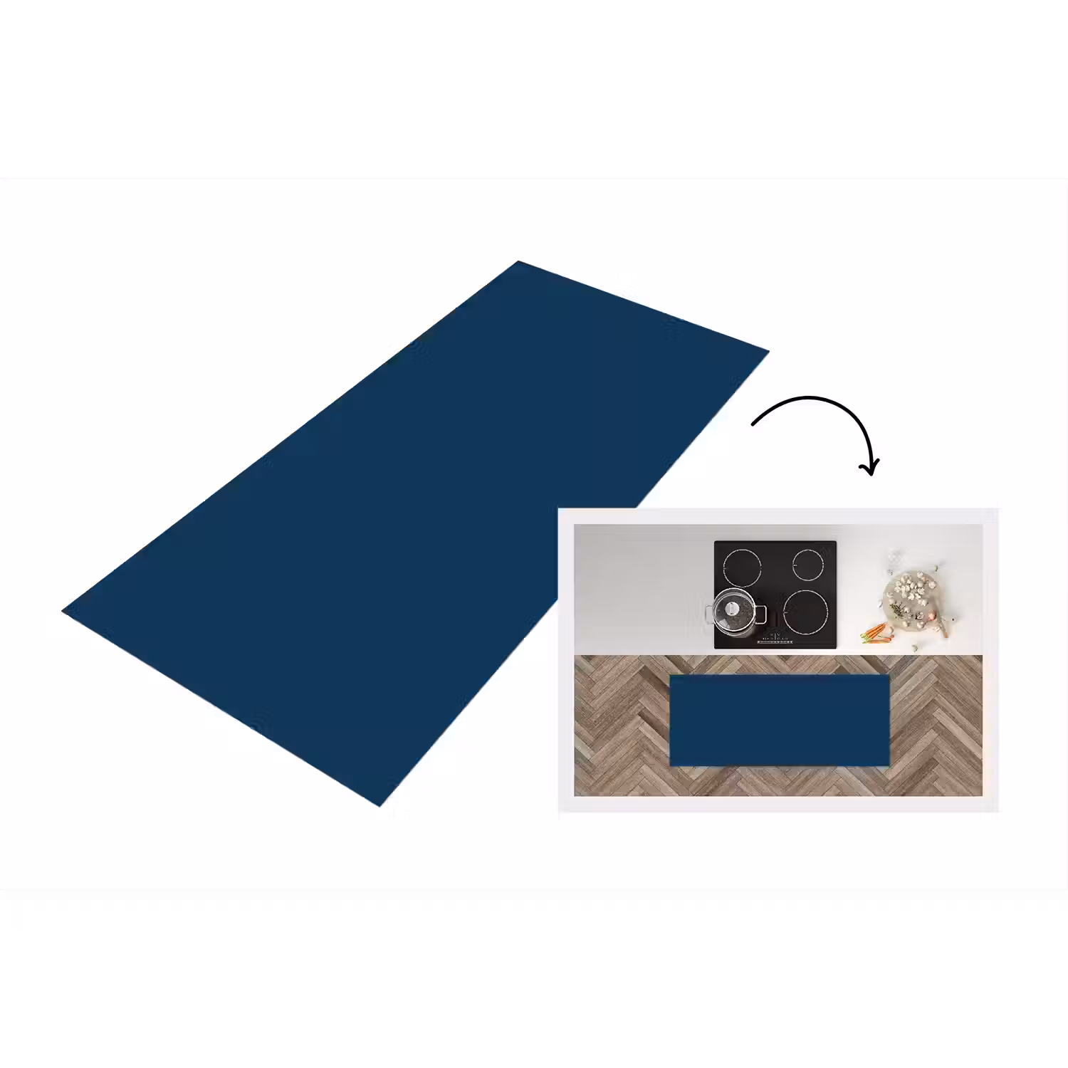 Deep - Ocean - Blauw Keukenloper - keukenmat middel 536 -3d