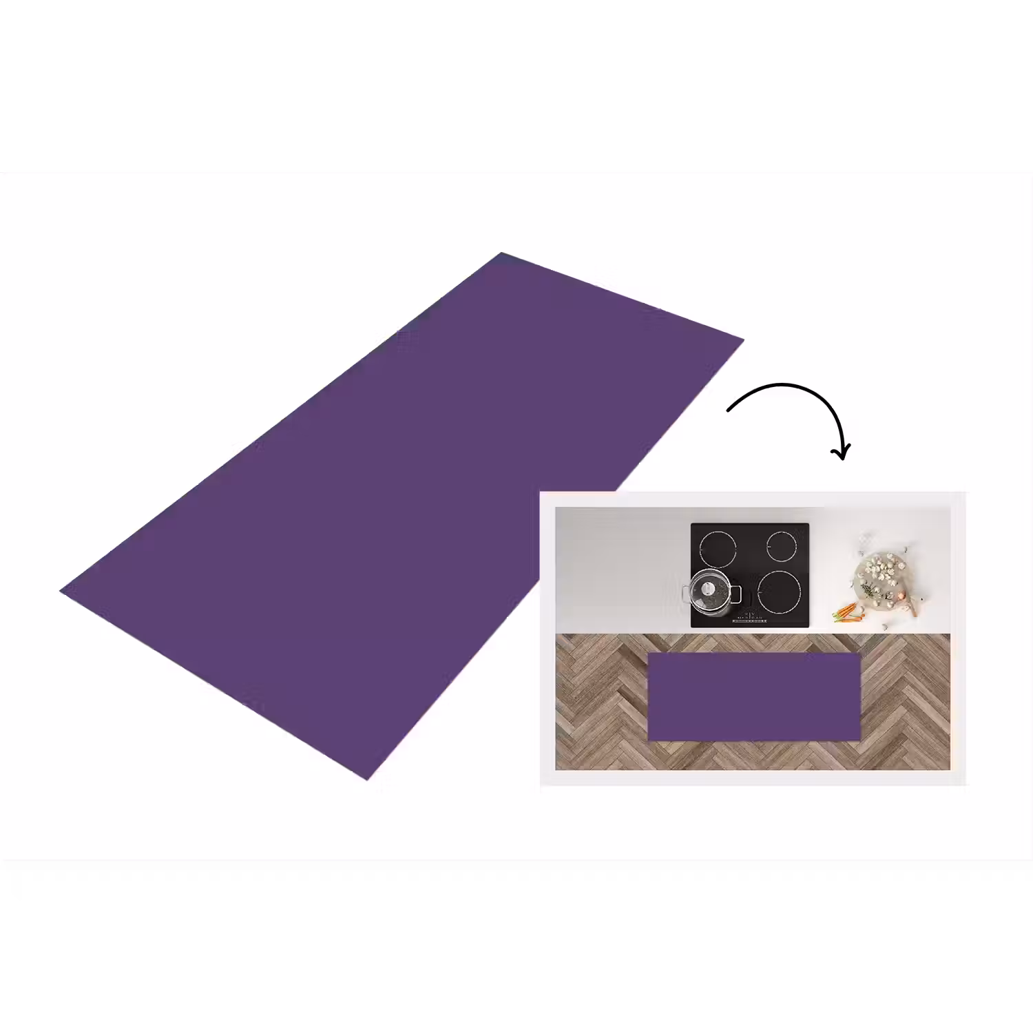 Deep - Plum - Paars Keukenloper - keukenmat middel 536 -3d