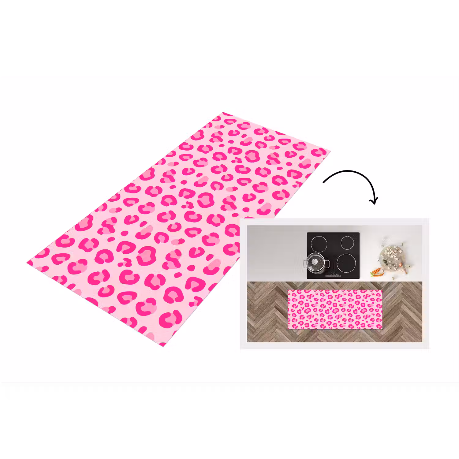 Dierenprint - Patroon - Abstract - Modern - Roze Keukenloper - keukenmat middel -3d