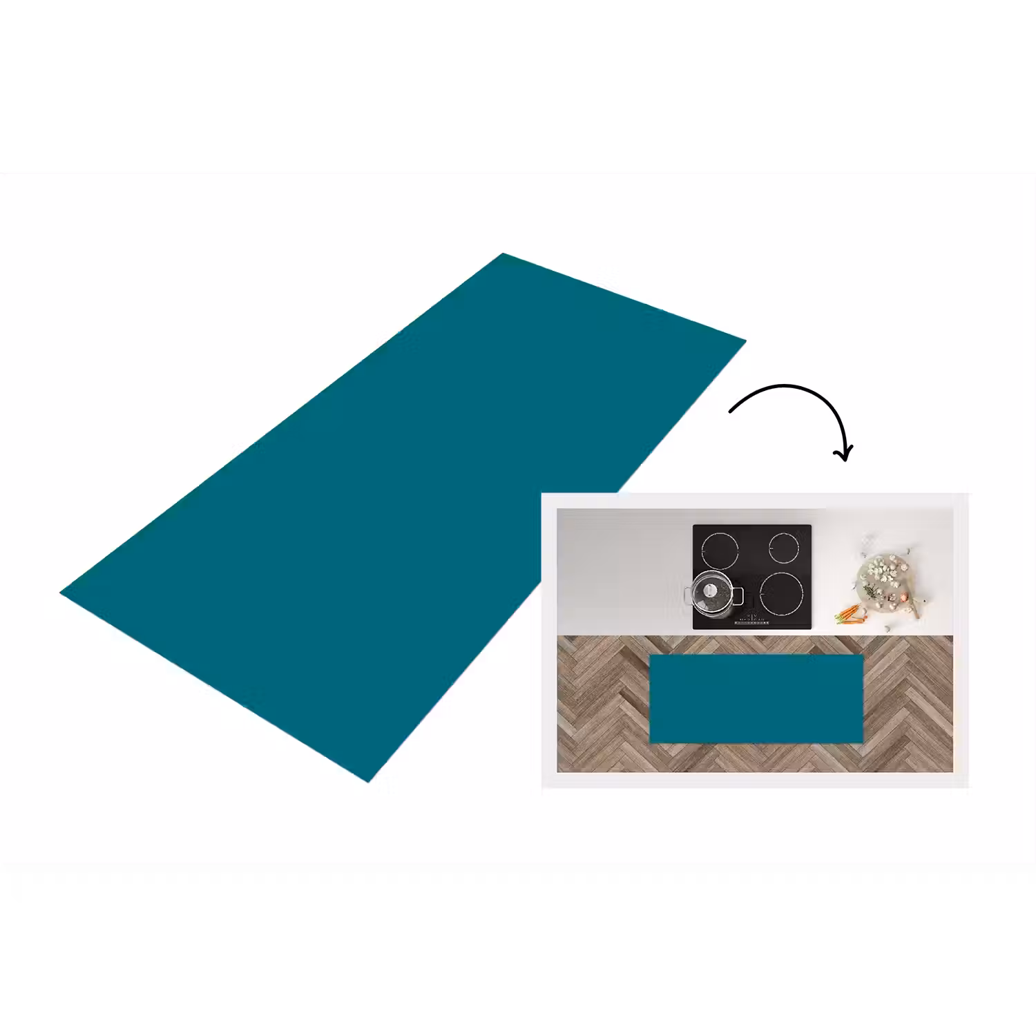 Tropical - Peacock - Blauw Keukenloper - keukenmat middel 536 -3d