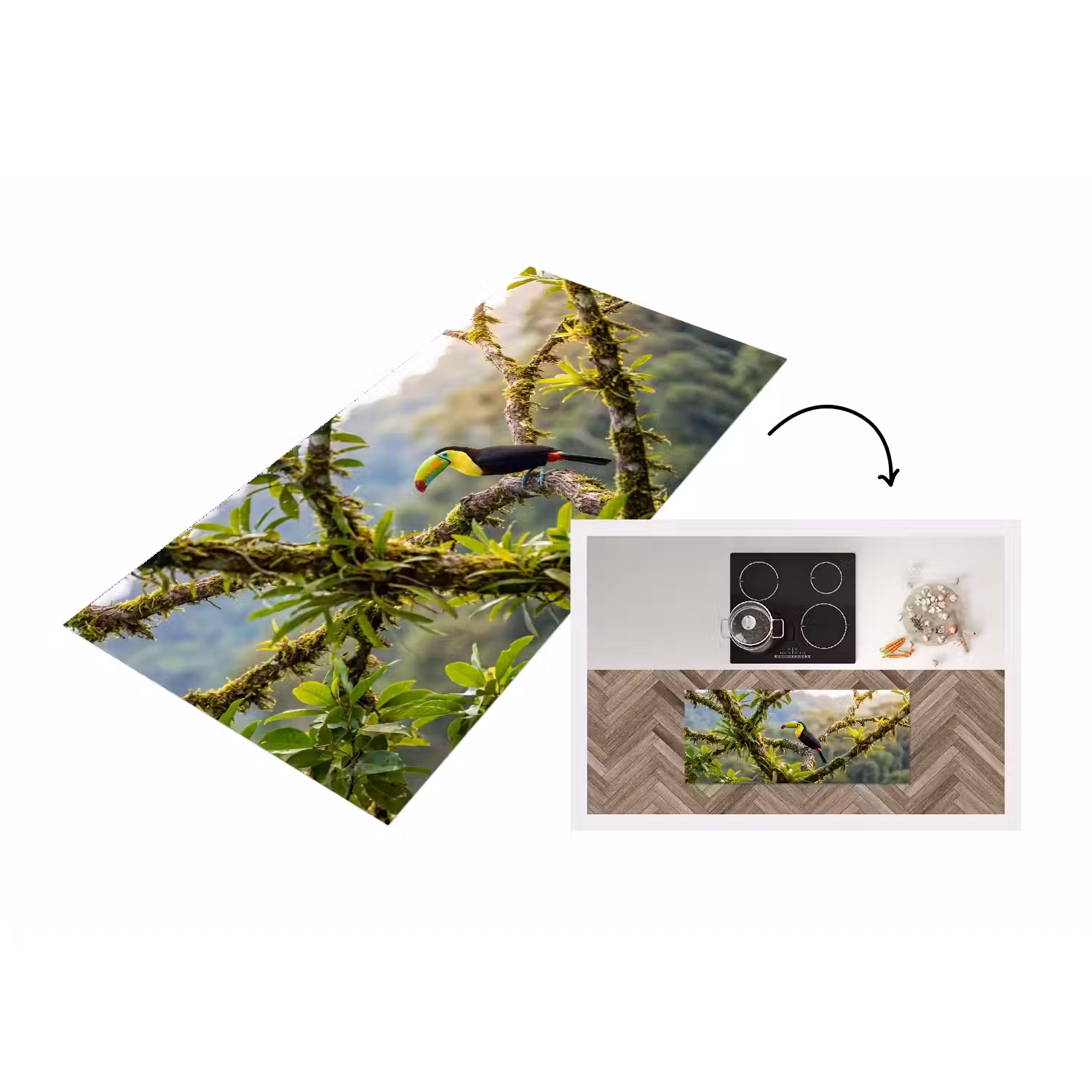 Toekan - Jungle - Natuur - Kleurrijk Keukenloper - keukenmat middel -3d
