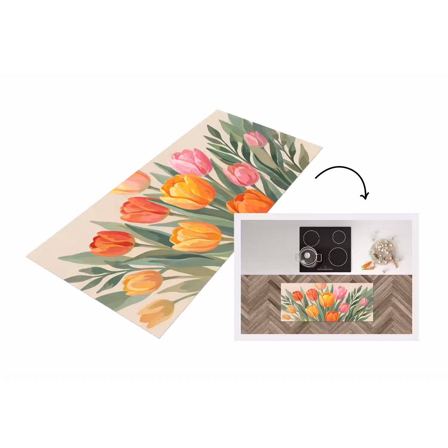 Tulpen - Abstract - Kleurrijk Keukenloper - keukenmat middel -3d