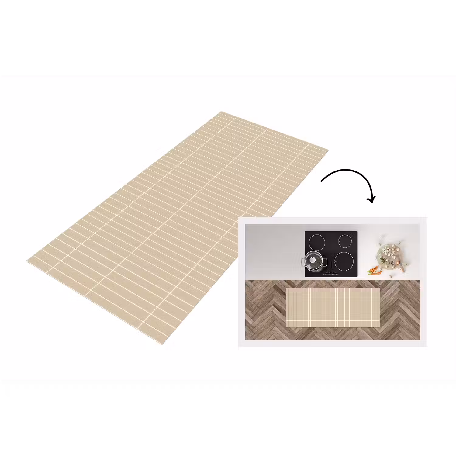 Verticaal - Wandtegel - Crème - Beige Keukenloper - keukenmat middel 536 -3d