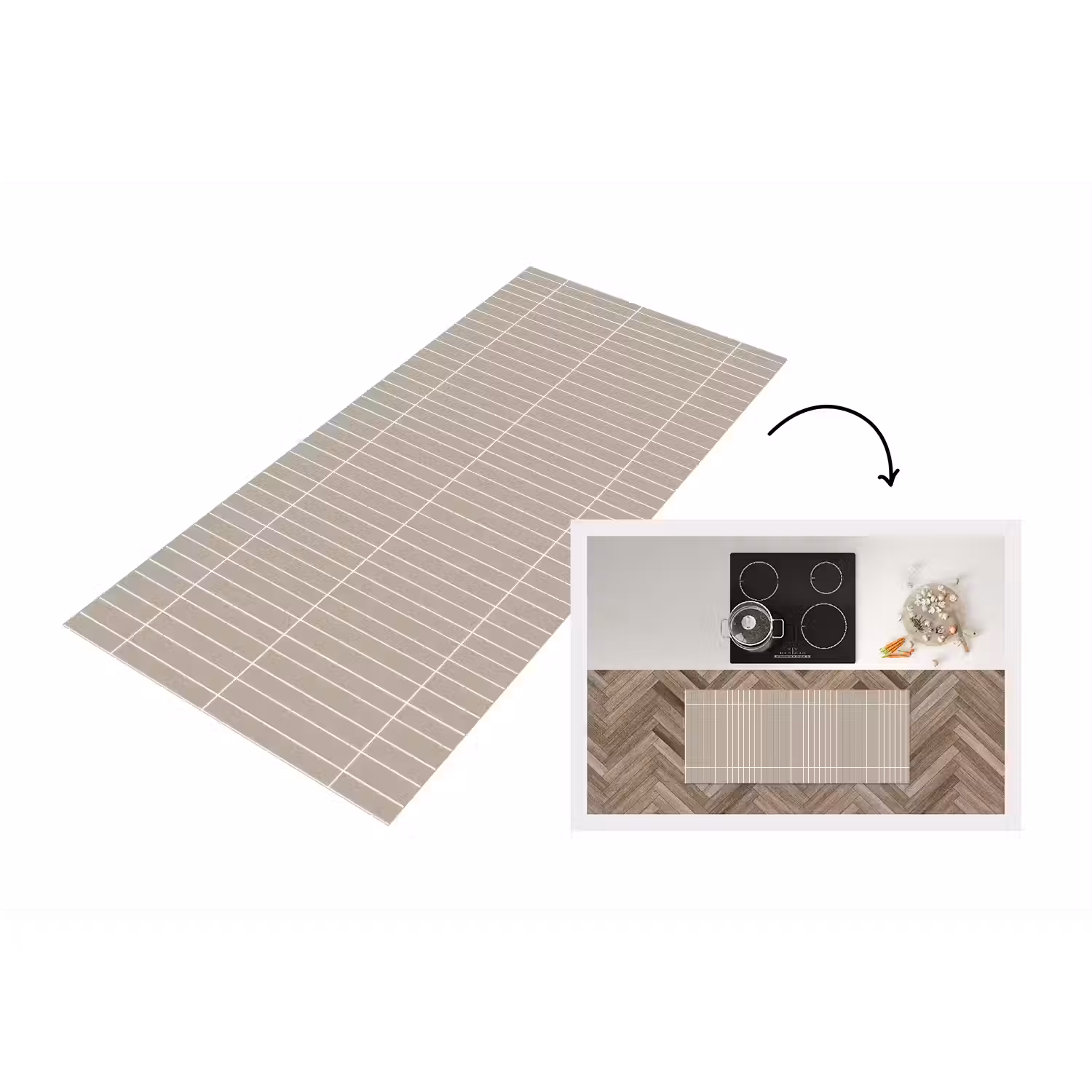 Verticaal - Wandtegel - Licht Beige Keukenloper - keukenmat middel 536 -3d