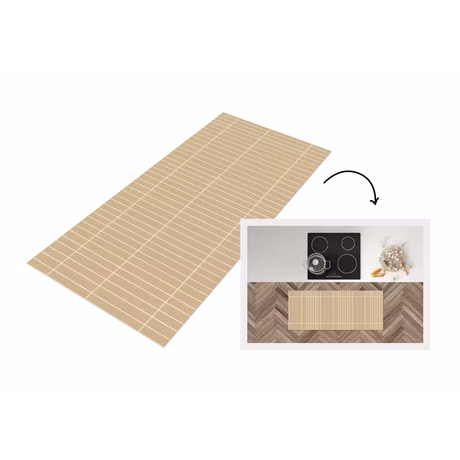 Verticaal - Wandtegel - Zand - Beige Keukenloper - keukenmat middel 536 -3d