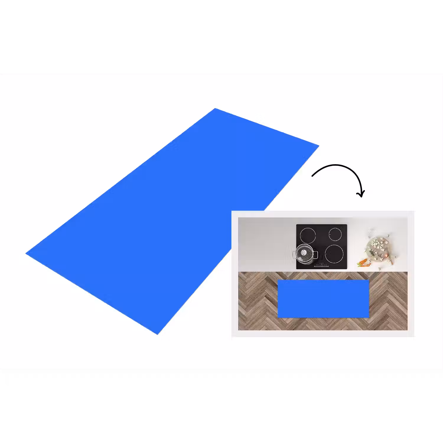 Vivid - Cobalt - Blauw Keukenloper - keukenmat middel 536 -3d