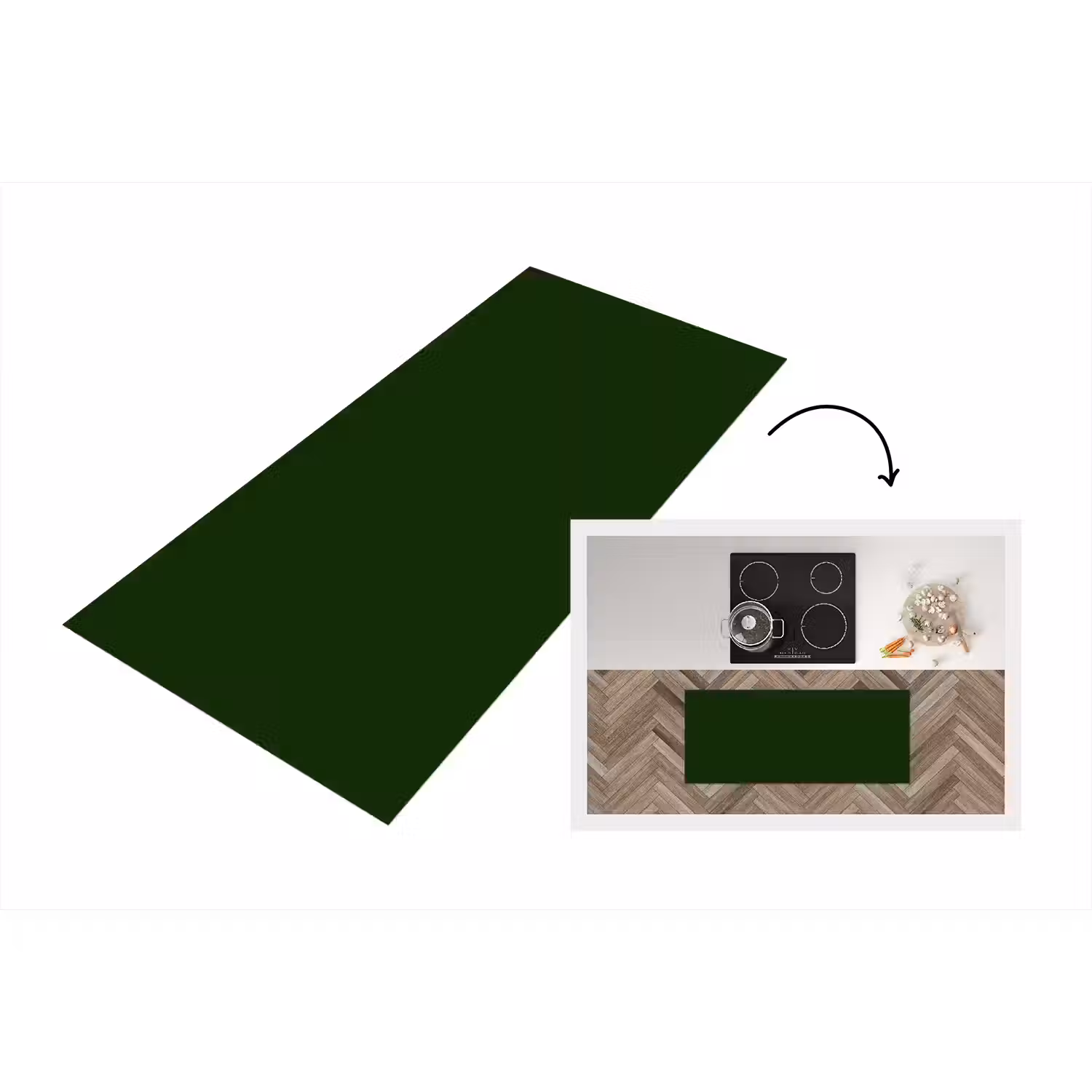 Forest - Green - Groen Keukenloper - keukenmat middel 536 -3d