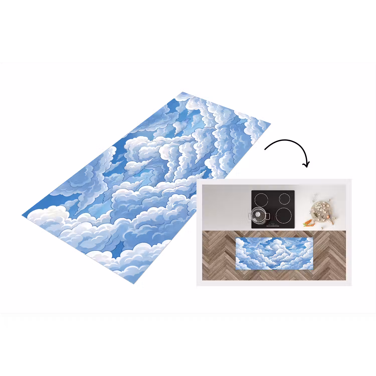 Wolken - Hemel - Abstract - Wit Keukenloper - keukenmat middel -3d