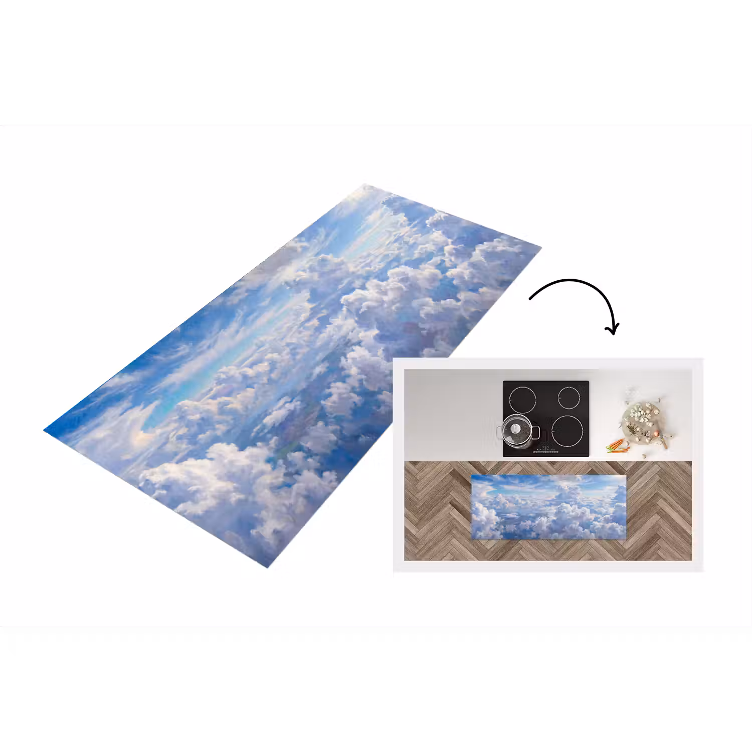 Wolken - Lucht - Natuur - Abstract - Blauw Keukenloper - keukenmat middel -3d
