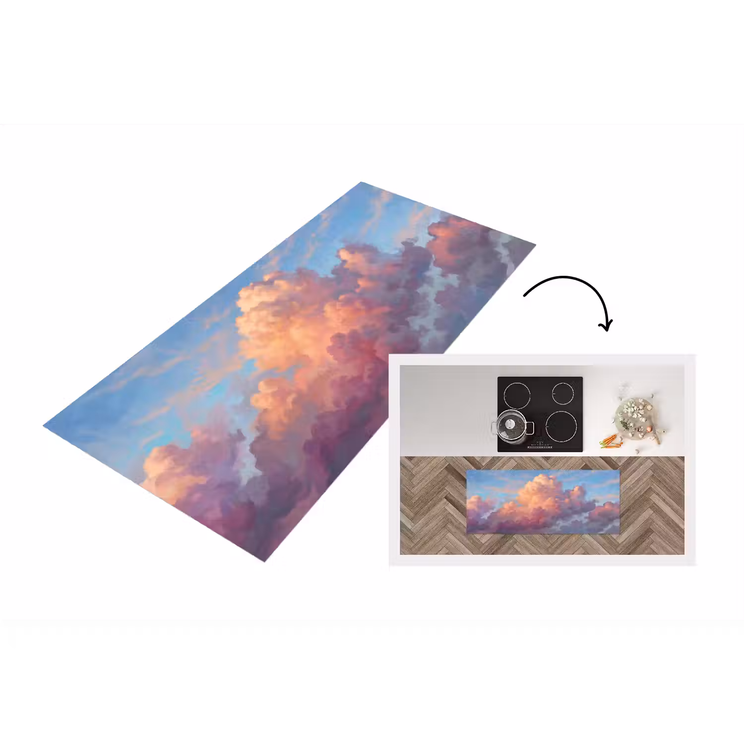 Wolken - Lucht - Natuur - Abstract - Kleurrijk Keukenloper - keukenmat middel -3d