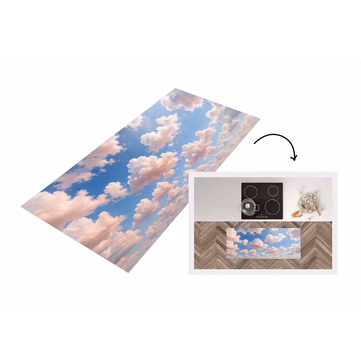 Wolken - Hemel - Natuur - Licht - Blauw Keukenloper - keukenmat middel -3d