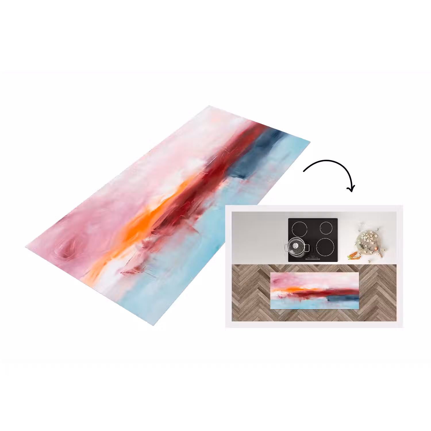 Abstract - Kleuren - Modern - Kunst - Roze Keukenloper - keukenmat middel -3d