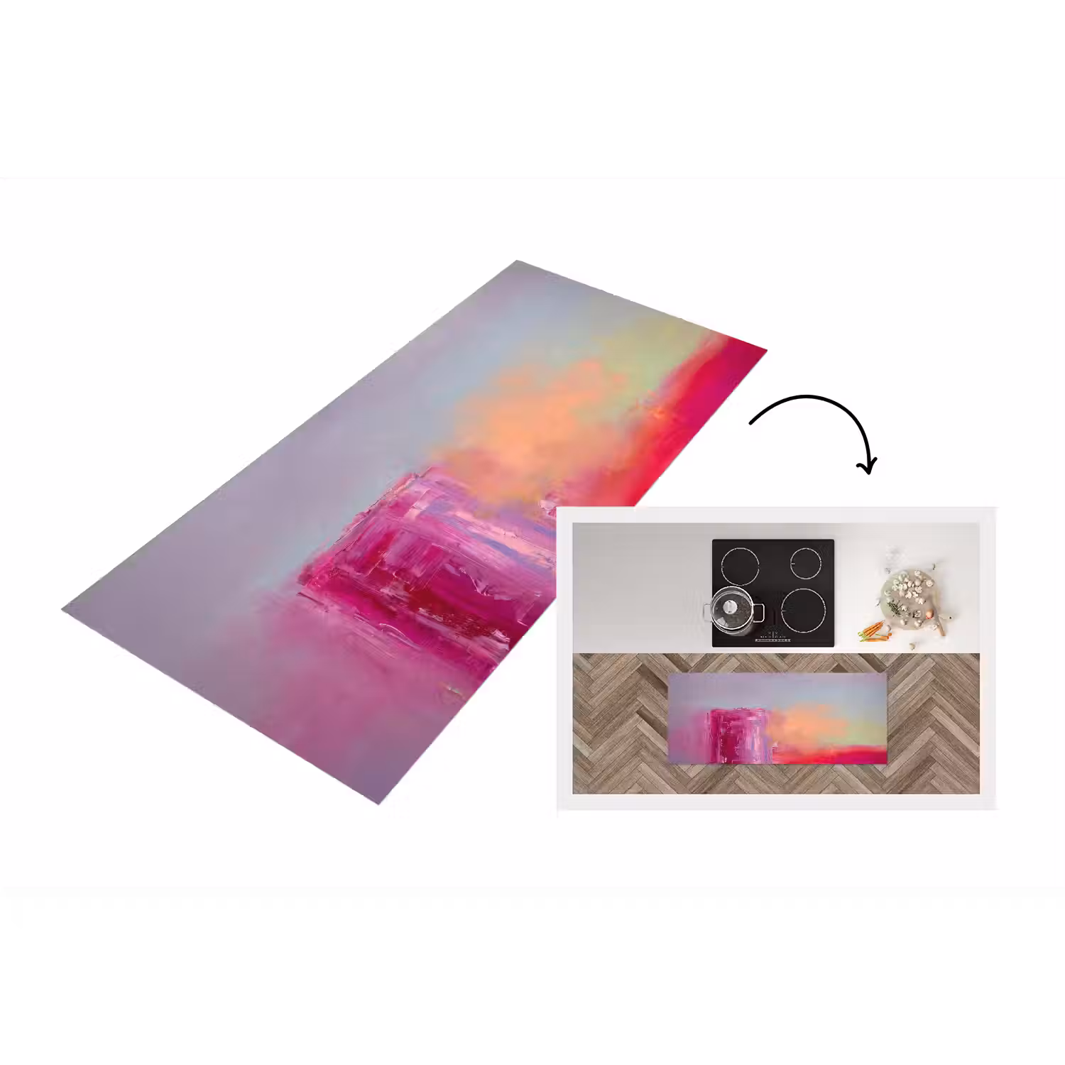 Abstract - Kleuren - Modern - Roze Keukenloper - keukenmat middel -3d
