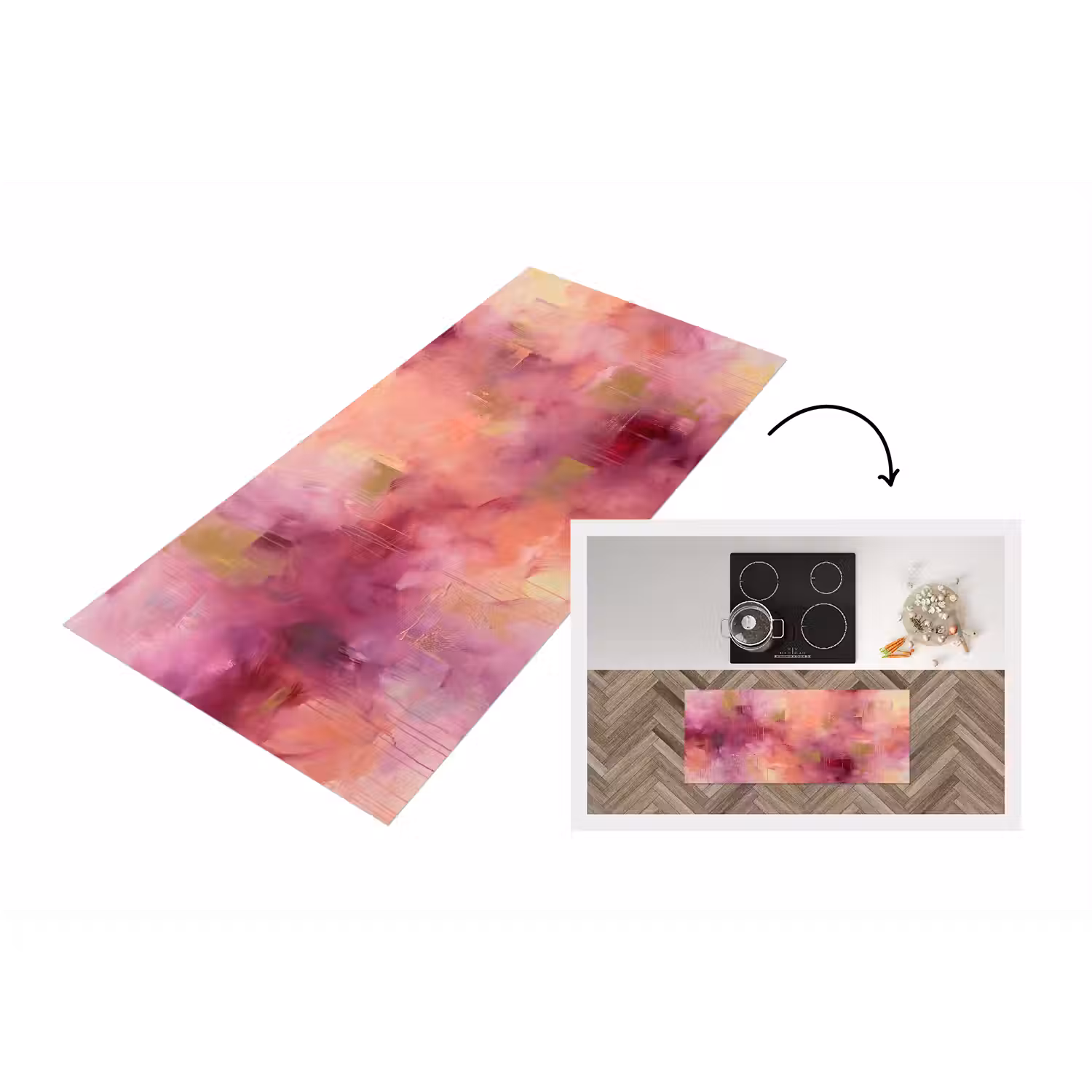 Abstract - Kleuren - Modern - Roze - Paars Keukenloper - keukenmat middel -3d