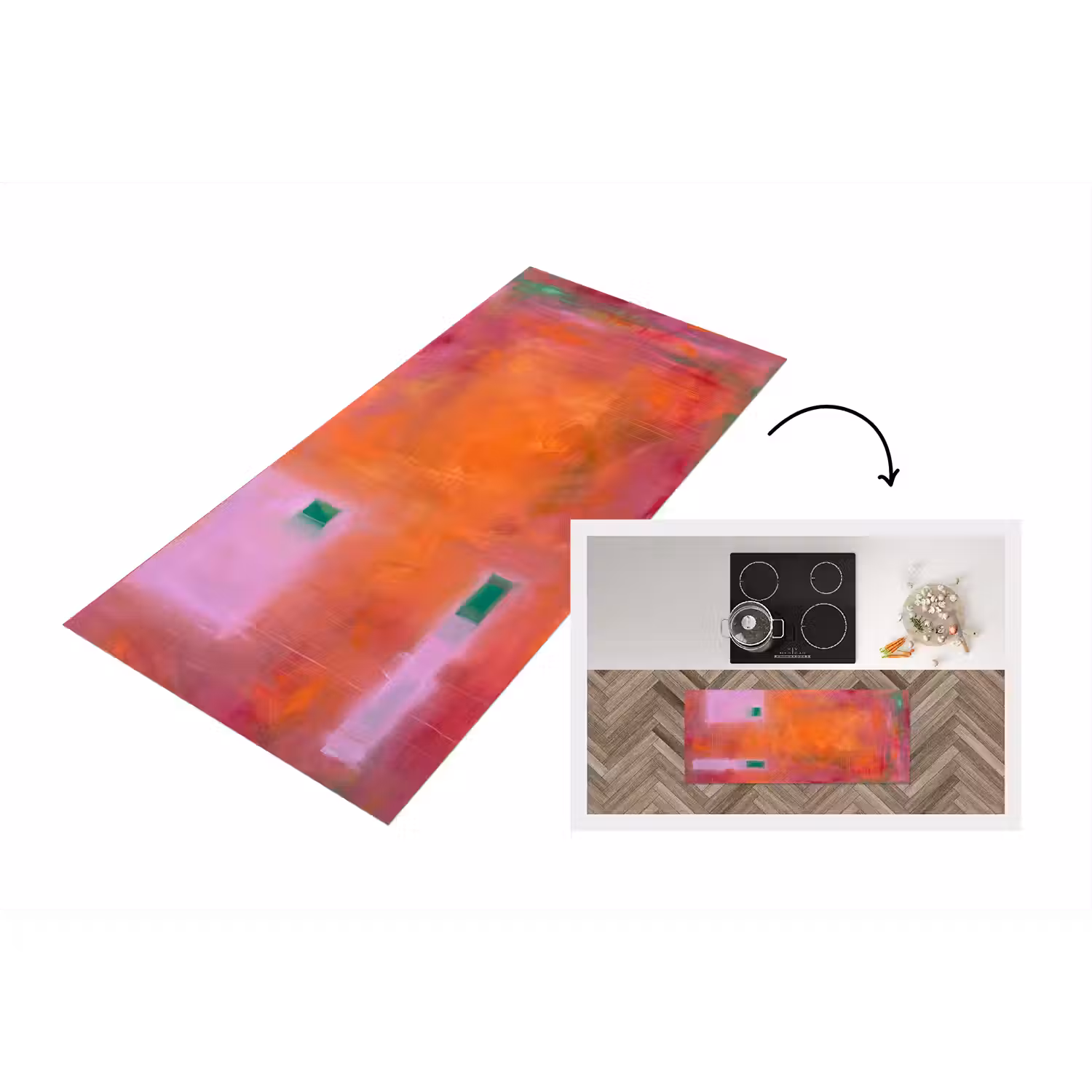 Abstract - Vlakken - Kunst - Modern - Oranje Keukenloper - keukenmat middel -3d
