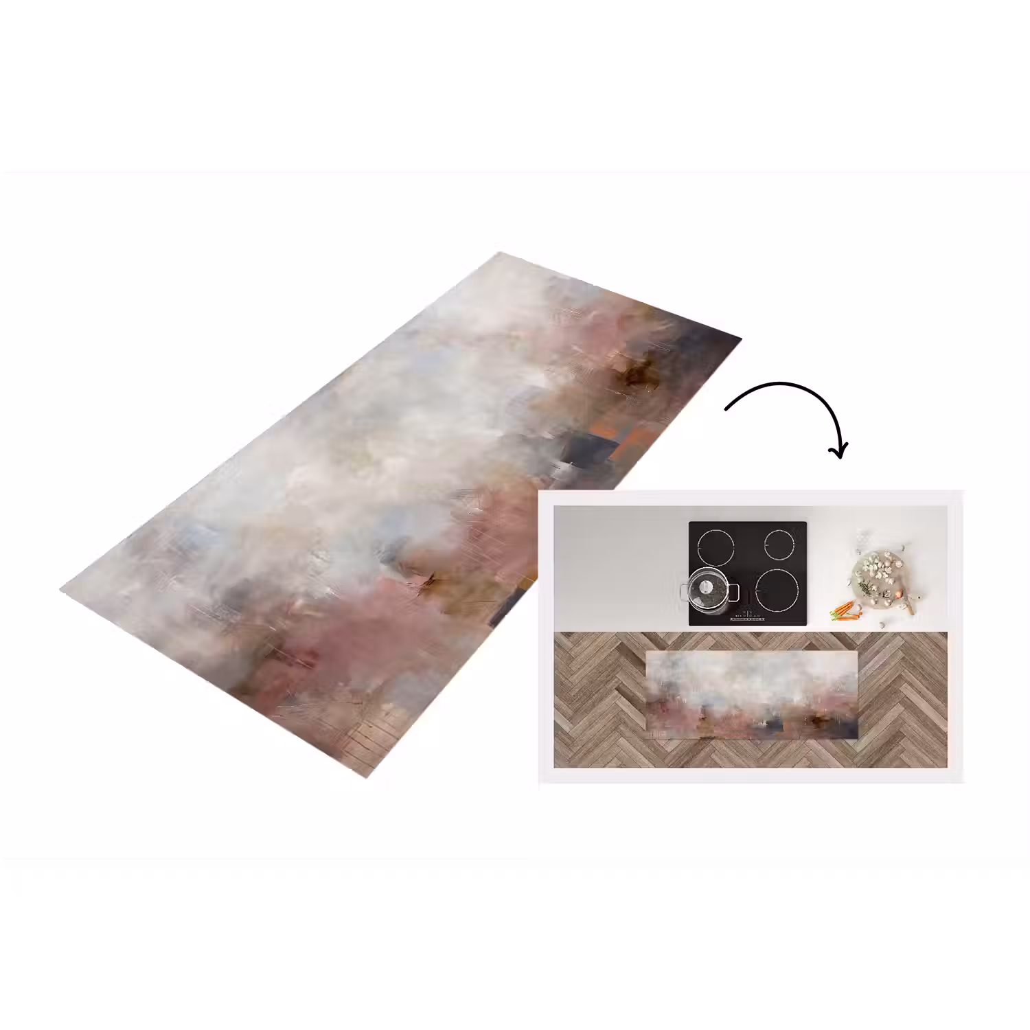 Abstract - Vloeiend - Kunst - Modern - Beige Keukenloper - keukenmat middel -3d