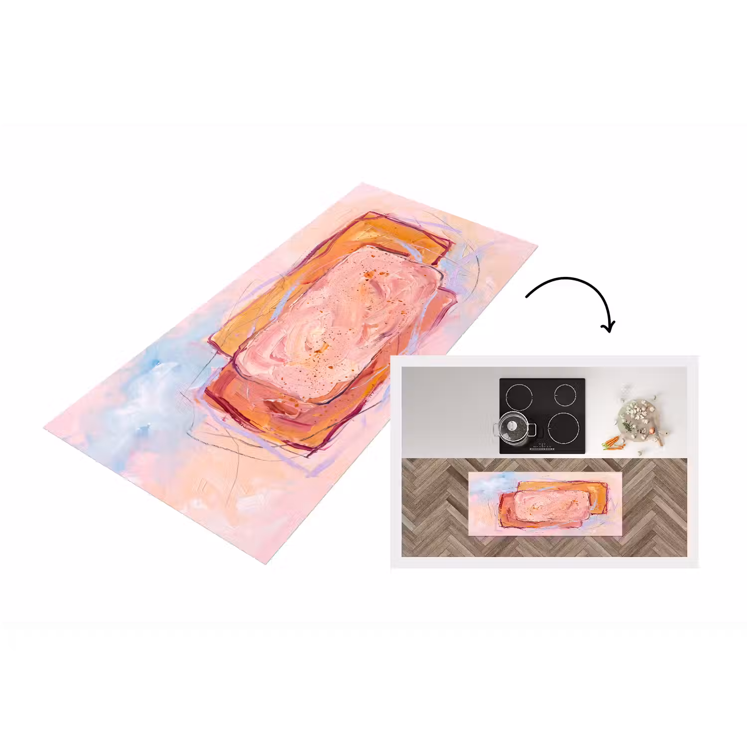 Abstract - Vormen - Modern - Roze Keukenloper - keukenmat middel -3d