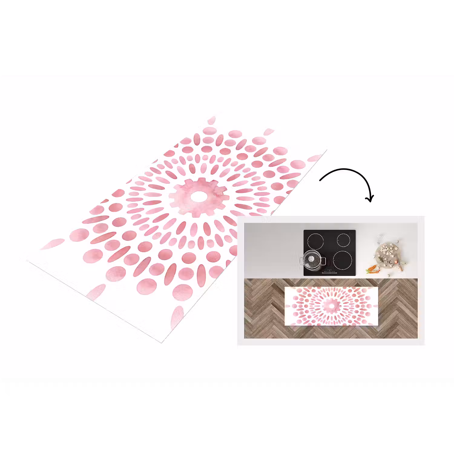 Abstract - Vormen - Patroon - Aquarel - Roze Keukenloper - keukenmat middel -3d