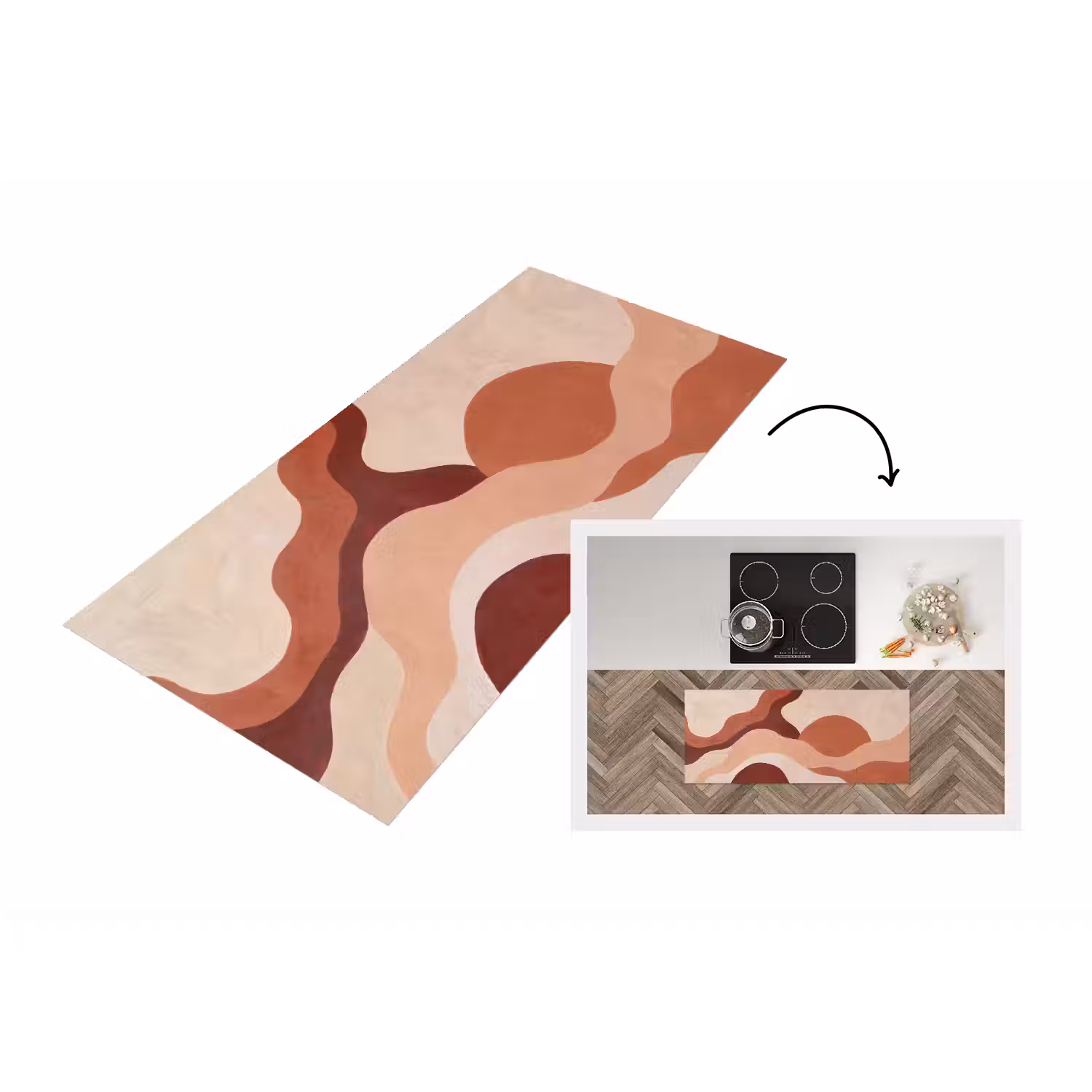 Abstract - Vormen - Organisch - Aardetinten - Modern Keukenloper - keukenmat middel -3d