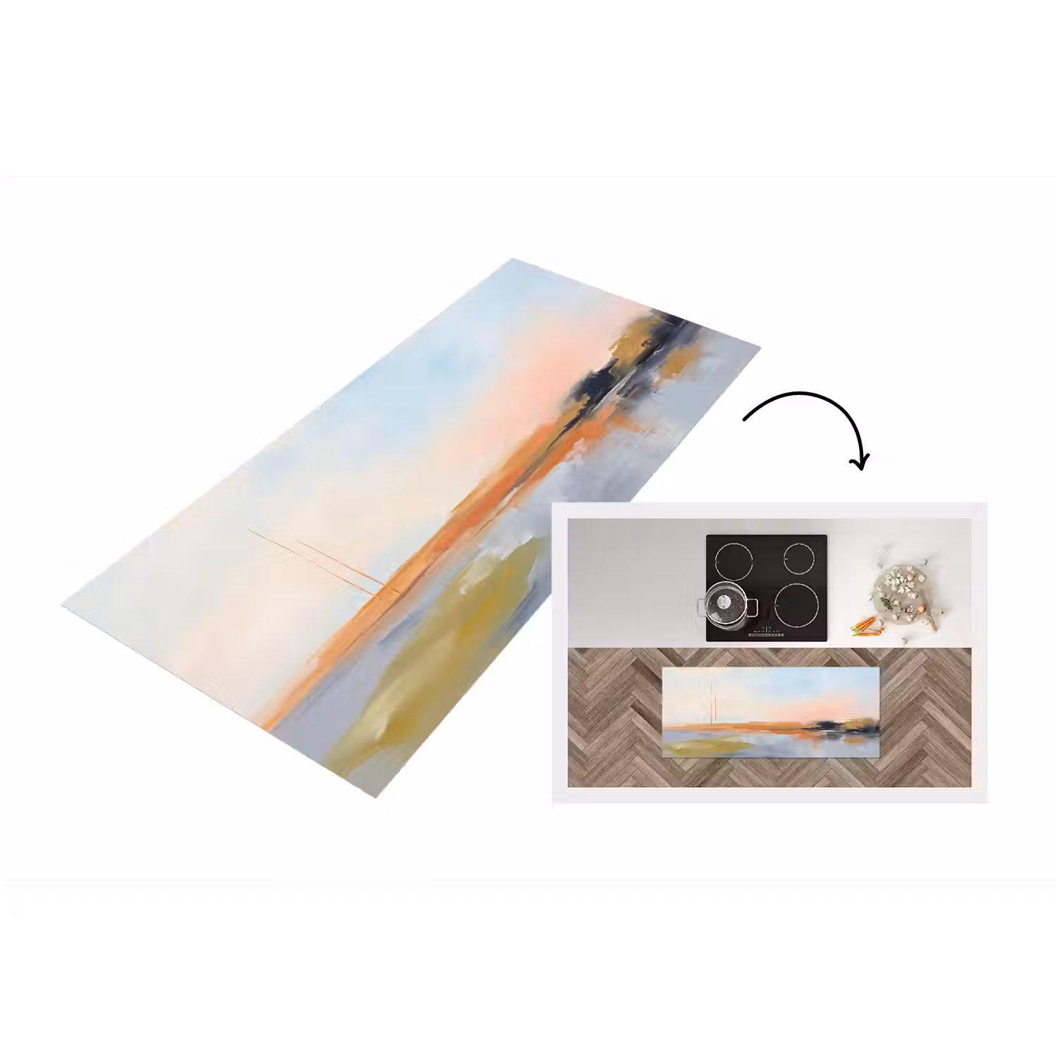 Abstract - Landschap - Horizon - Modern - Kleurrijk Keukenloper - keukenmat middel -3d