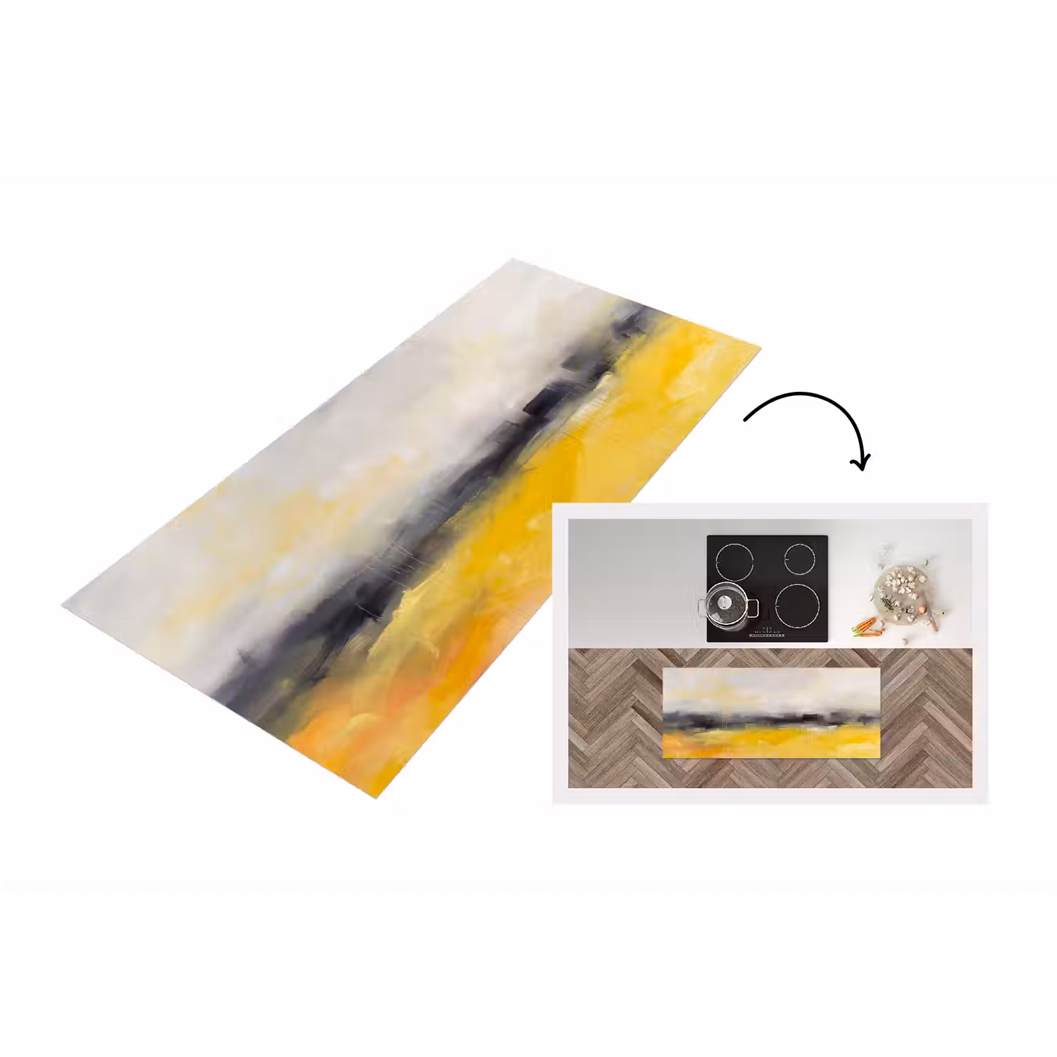 Abstract - Landschap - Modern - Geel Keukenloper - keukenmat middel -3d