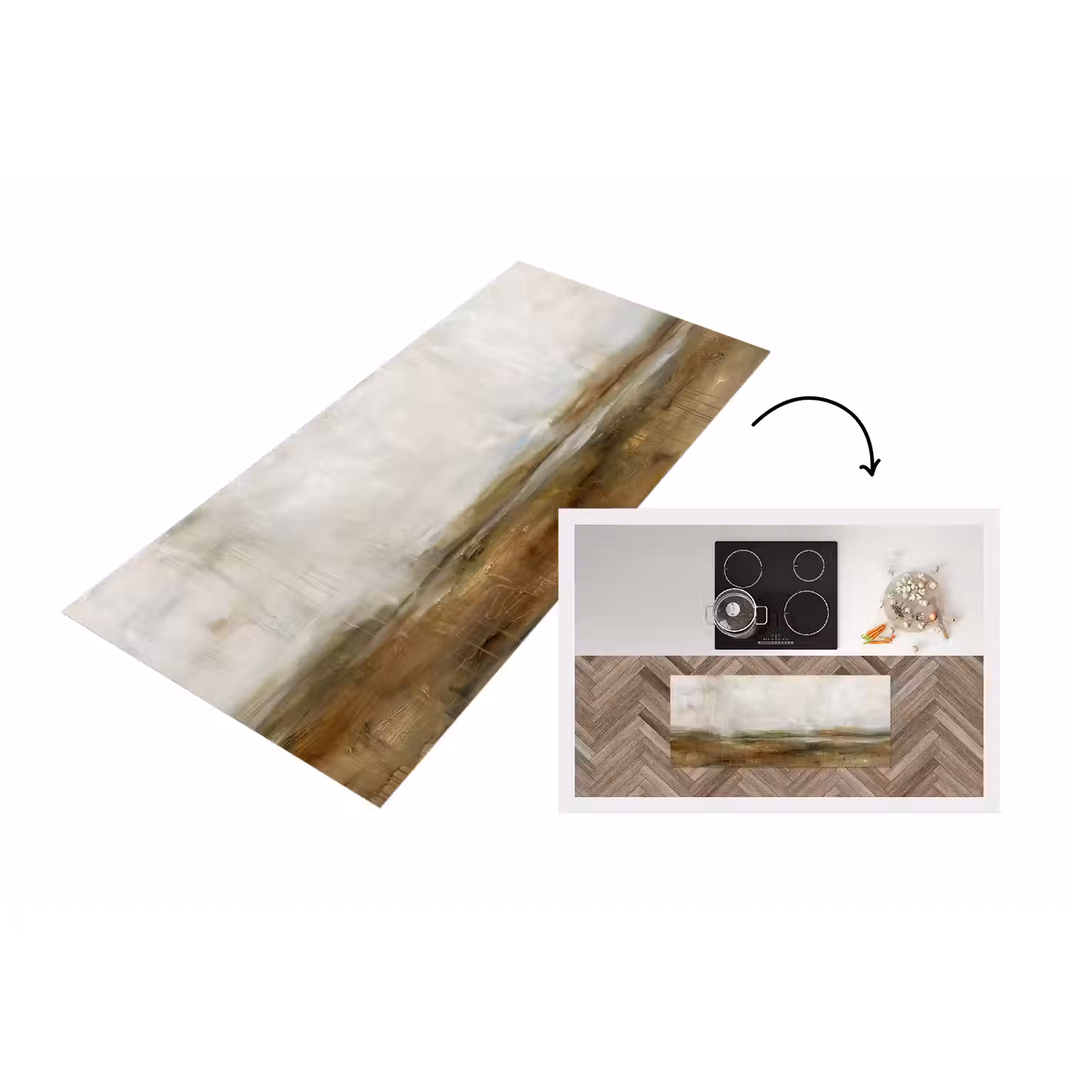 Abstract - Landschap - Natuur - Beige - Bruin Keukenloper - keukenmat middel -3d