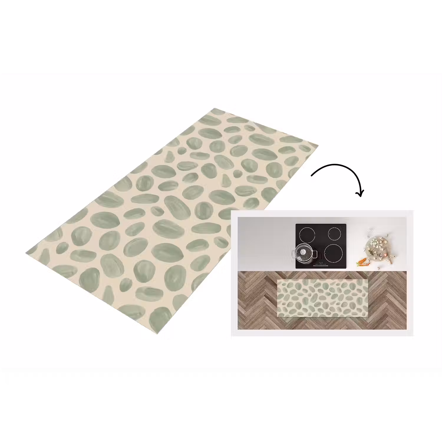 Abstract - Patroon - Organisch - Groen - Modern Keukenloper - keukenmat middel -3d